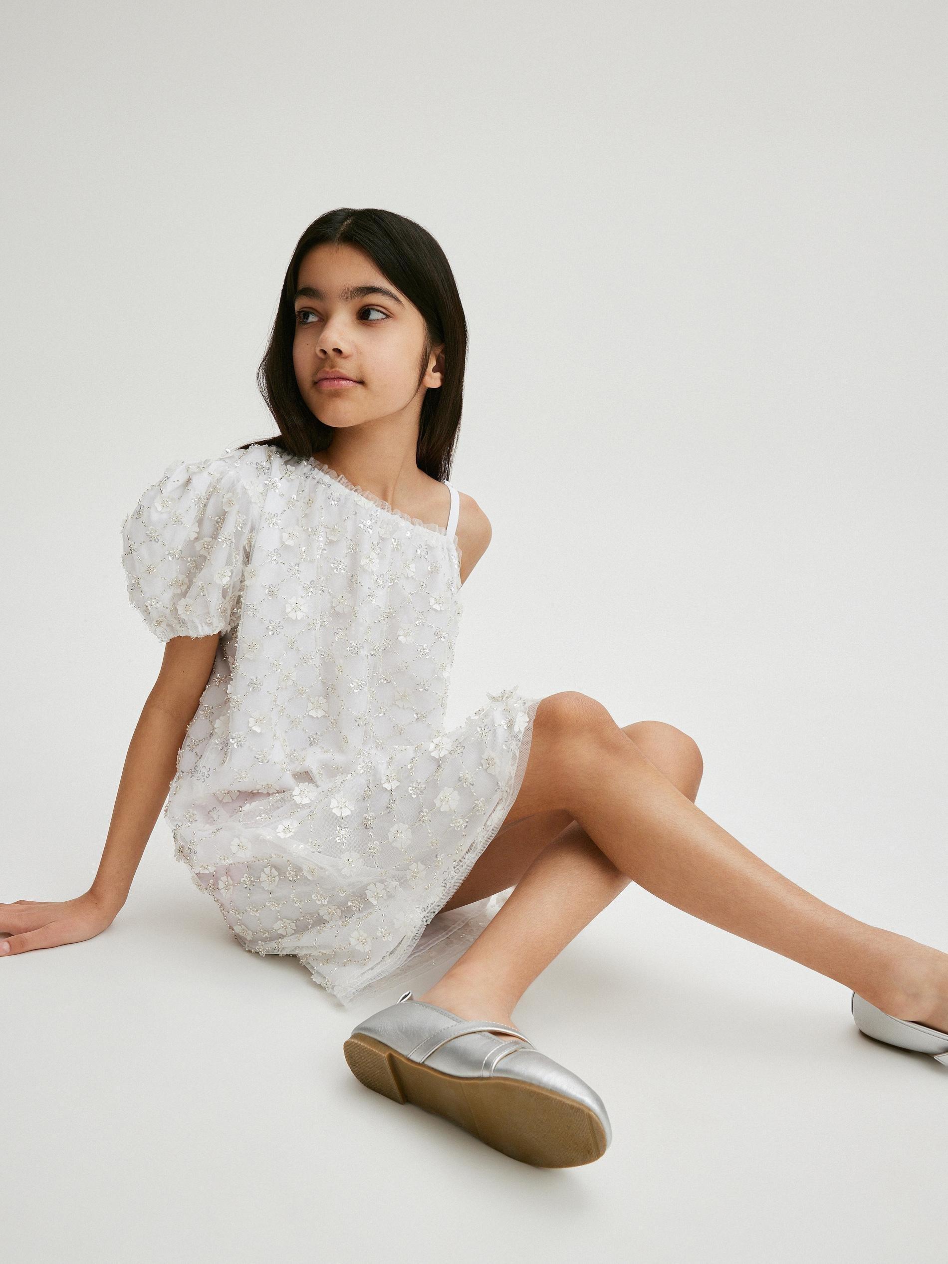 Reserved - White Sequin Dress, Kids Girls