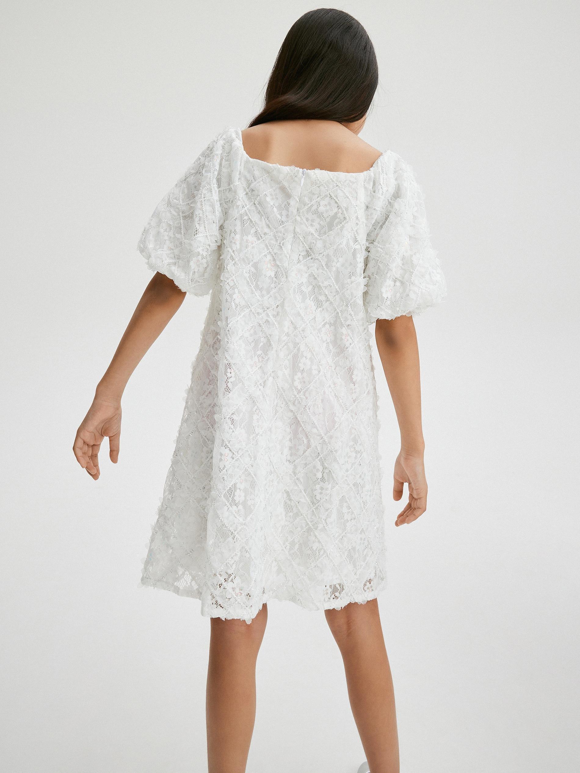 White Lace Embroidered Dress, Kids Girls, , large image number 4
