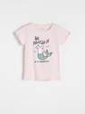 Reserved - Pastel Pink Cotton T-Shirt With Print