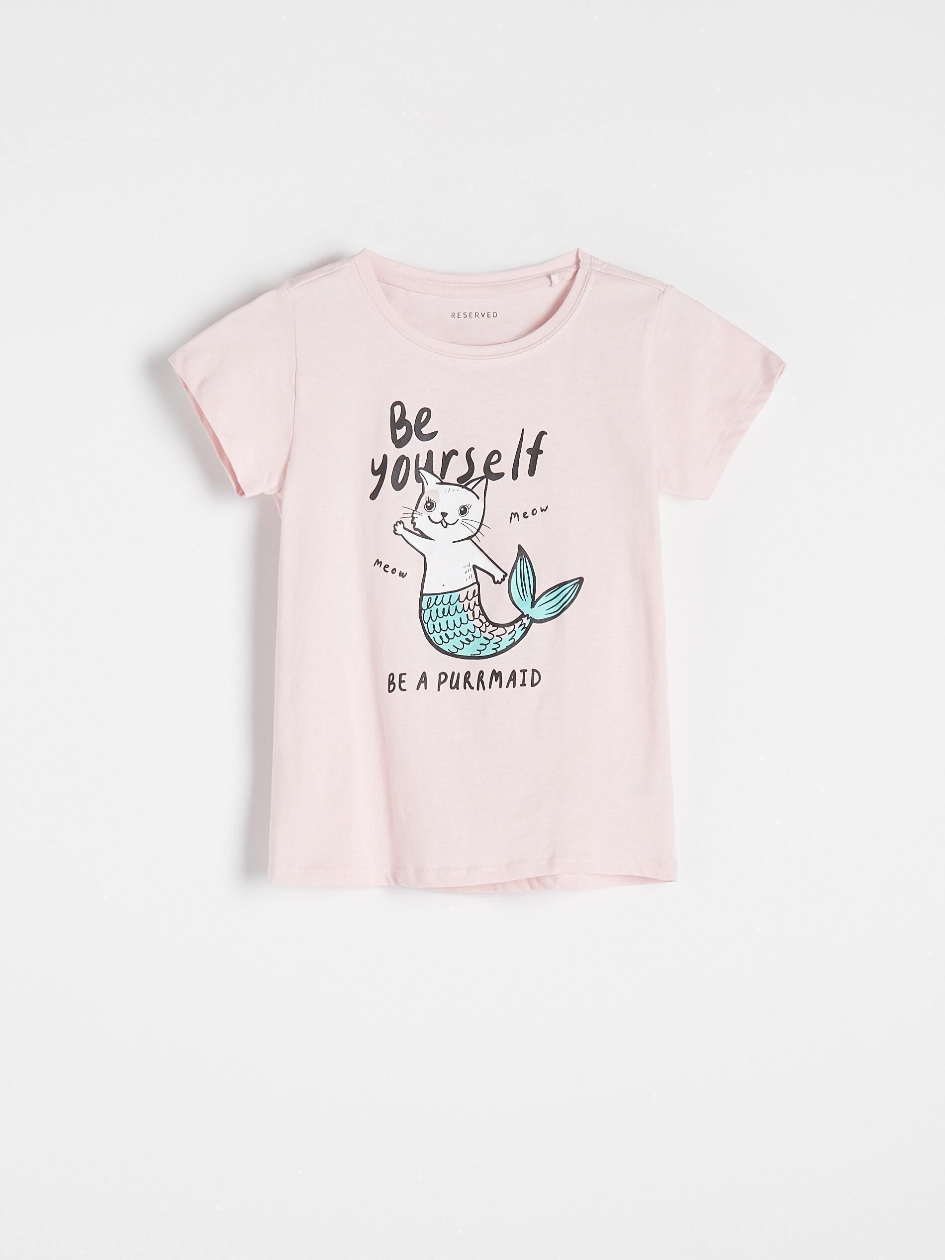 Reserved - Pastel Pink Cotton T-Shirt With Print