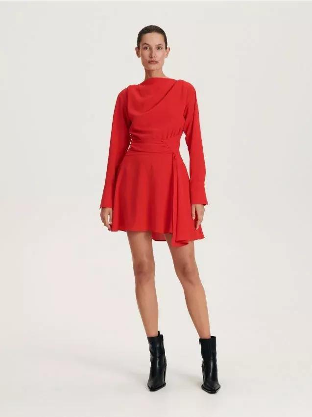 Red Concealed Side Zip Dress, , large image number 1