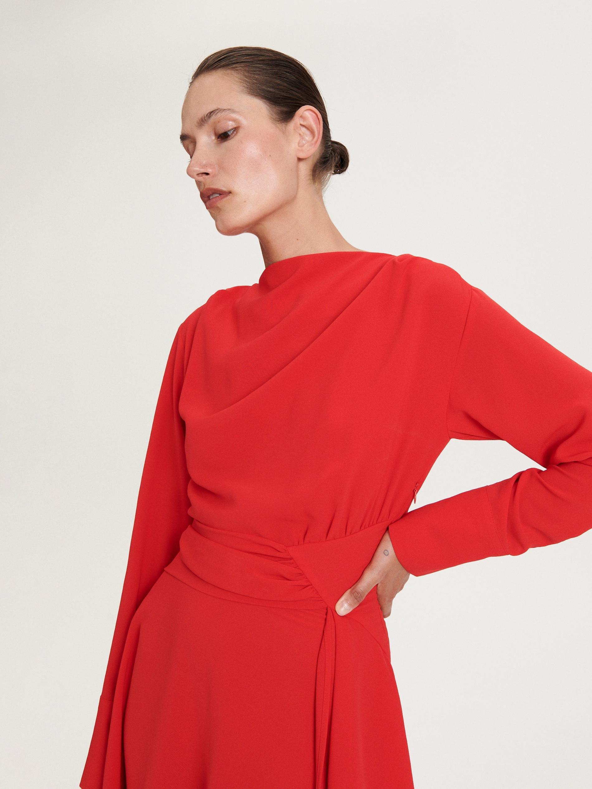 Red Concealed Side Zip Dress, , large image number 2