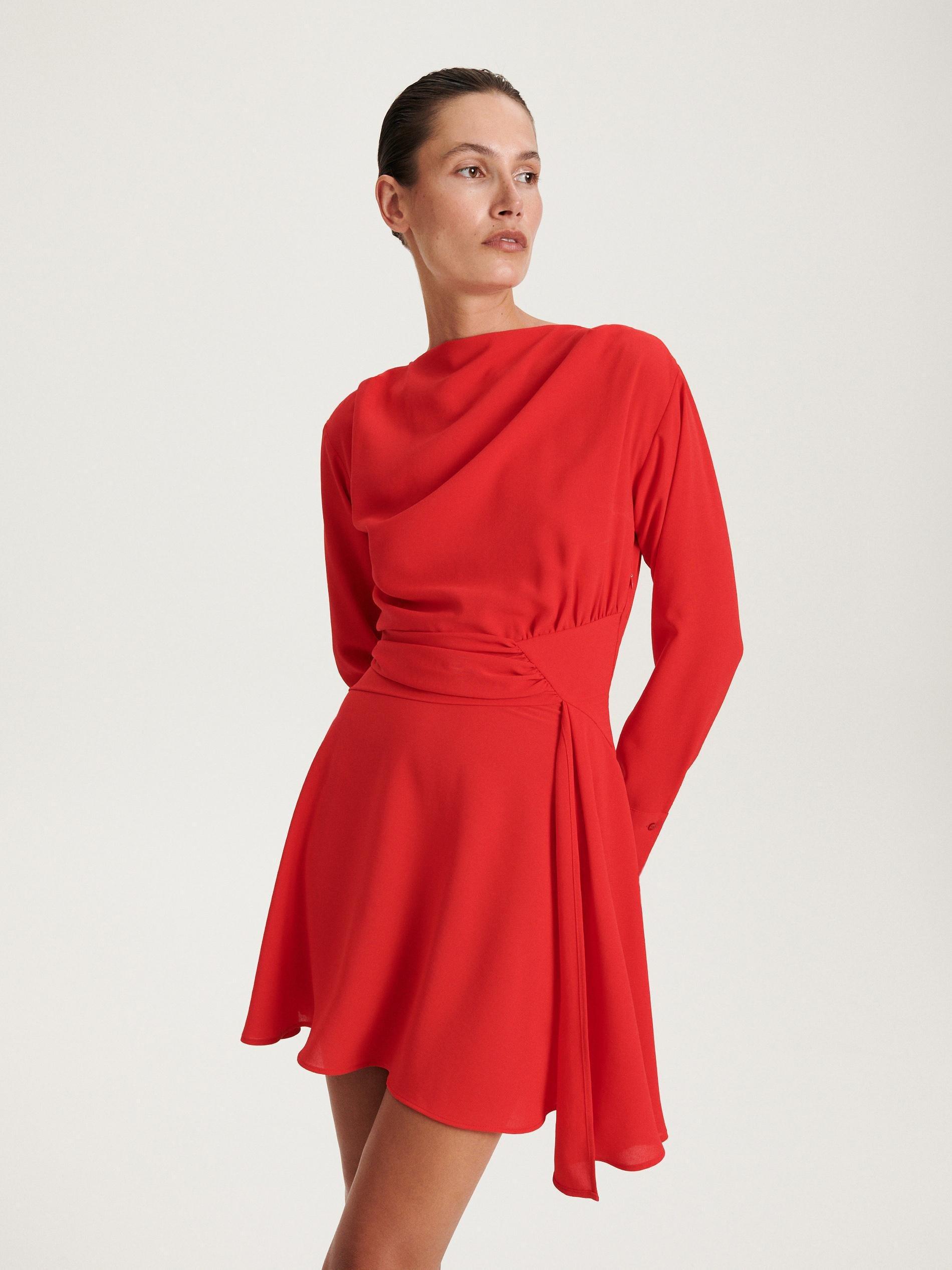 Red Concealed Side Zip Dress, , large image number 3