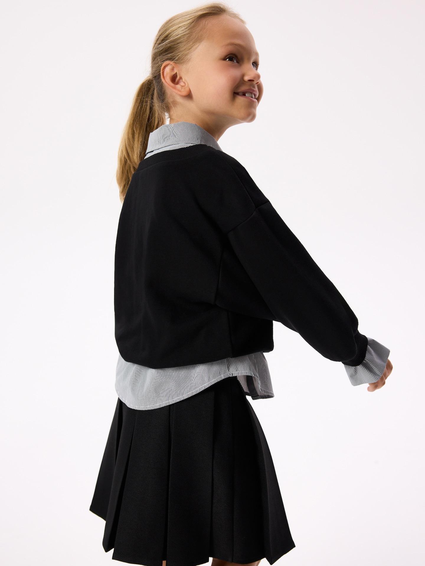 Black Sweatshirt With Collar And Tie, Black, large image number 3