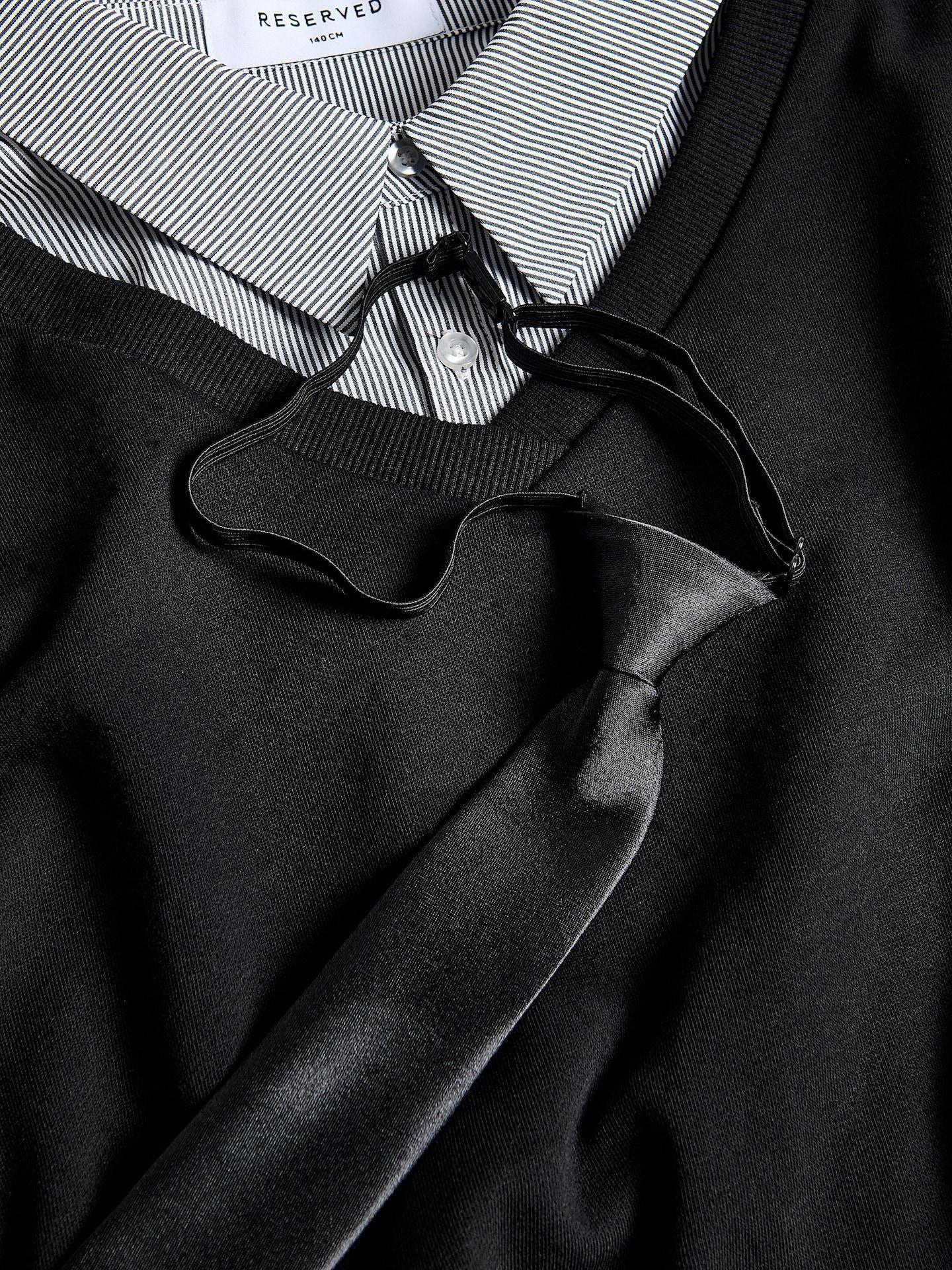 Black Sweatshirt With Collar And Tie, Black, large image number 5