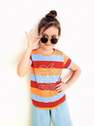 Reserved - Multicolor Striped T-Shirt With Print In Relief
