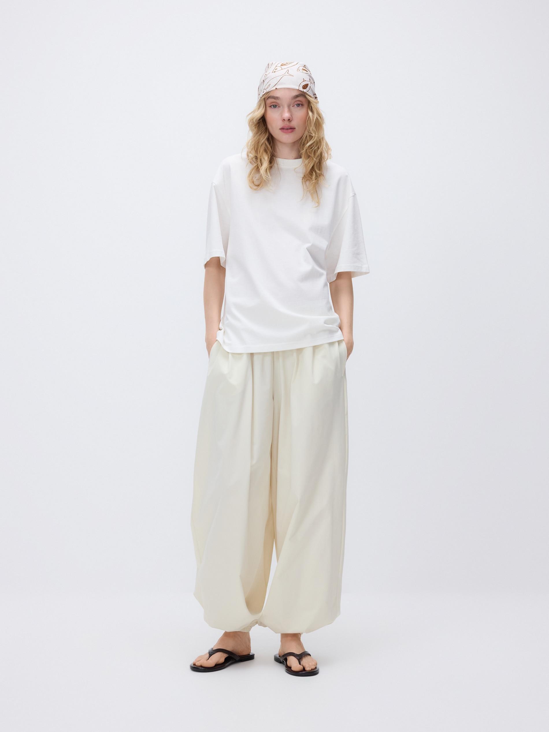 Cream Balloon Trousers, Ivory, large image number 0