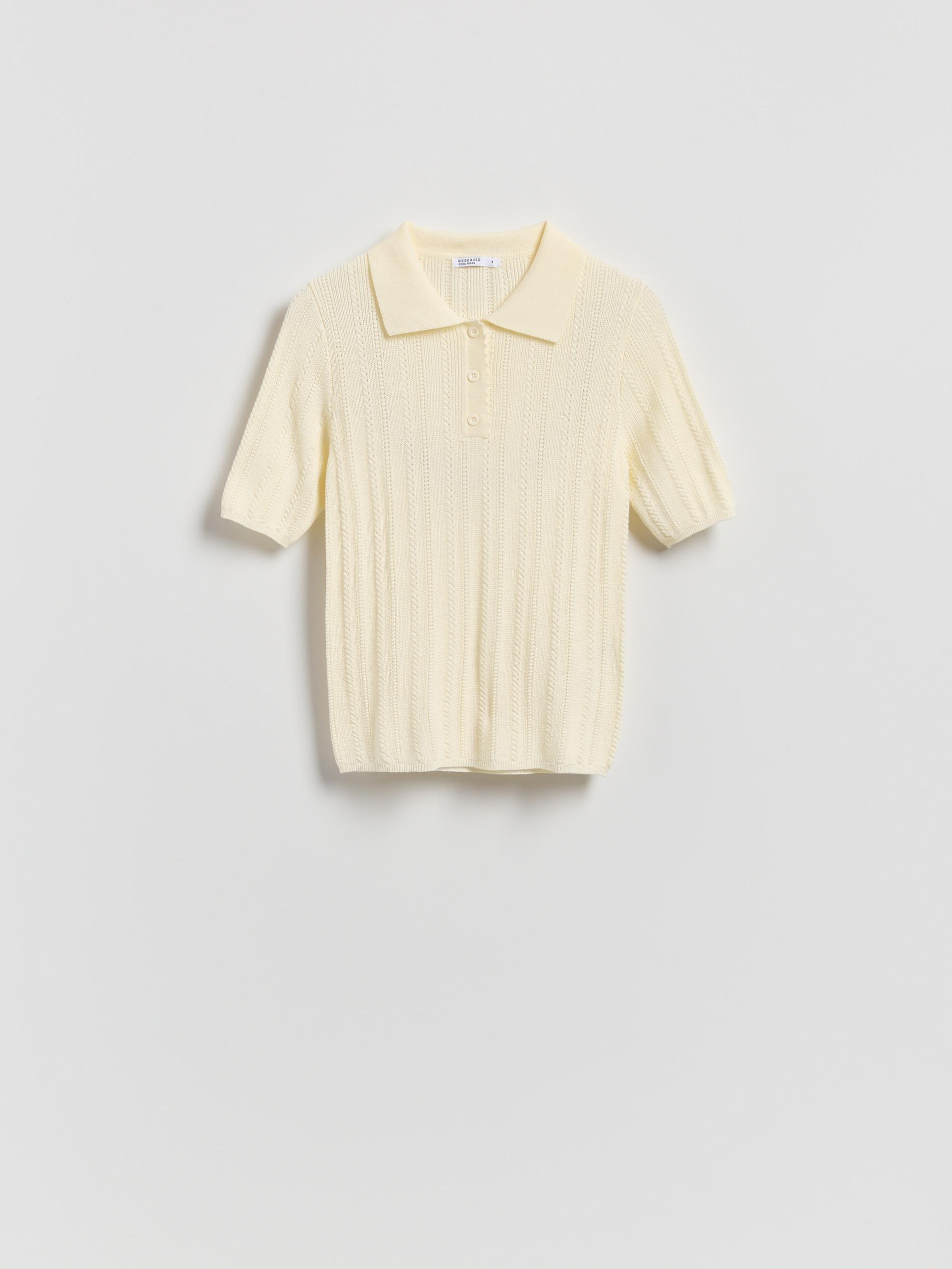 Beige Wool Blend Polo Jumper, Ivory, large image number 3