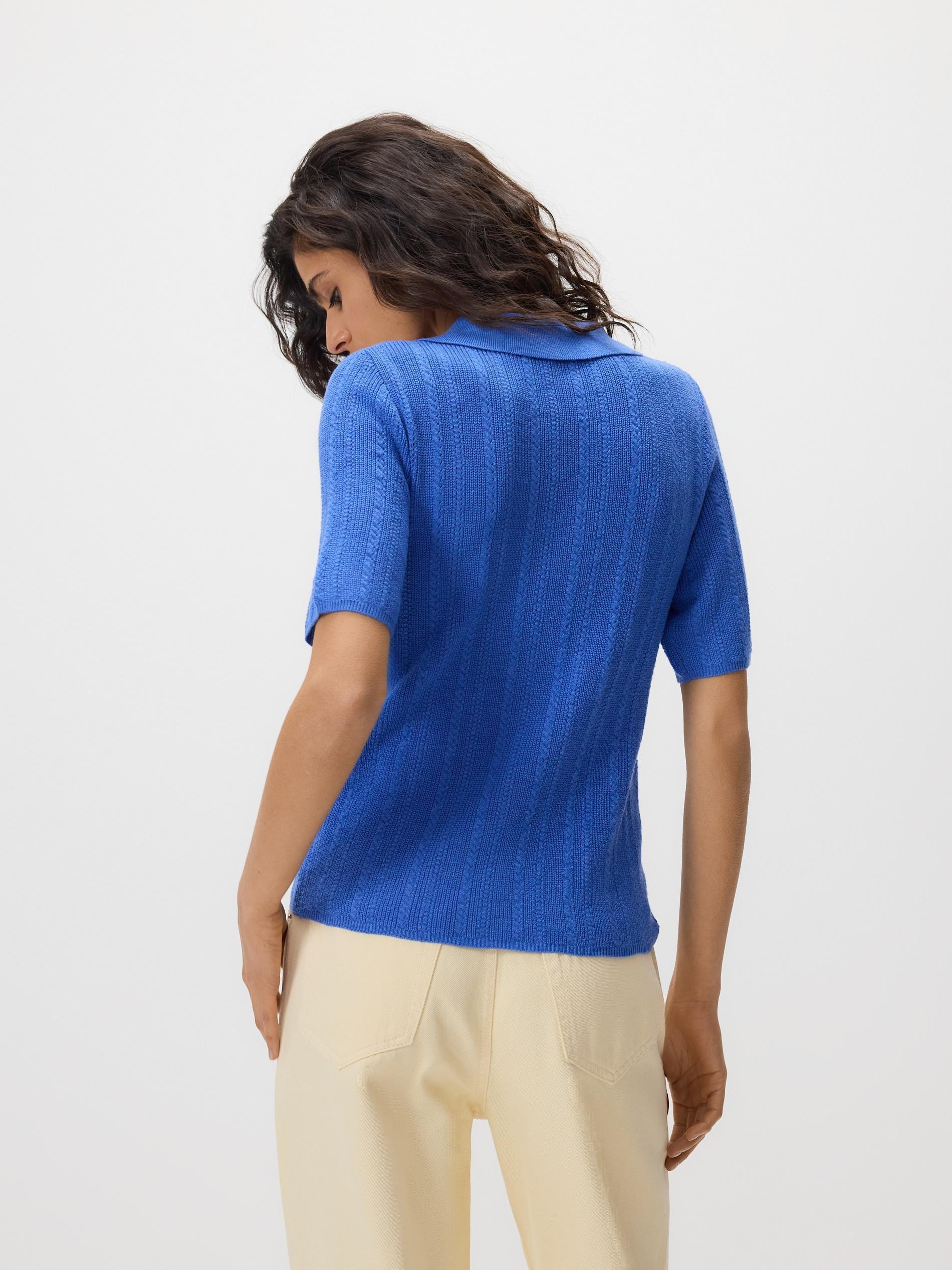 Blue Wool Blend Polo Jumper, Blue, large image number 2