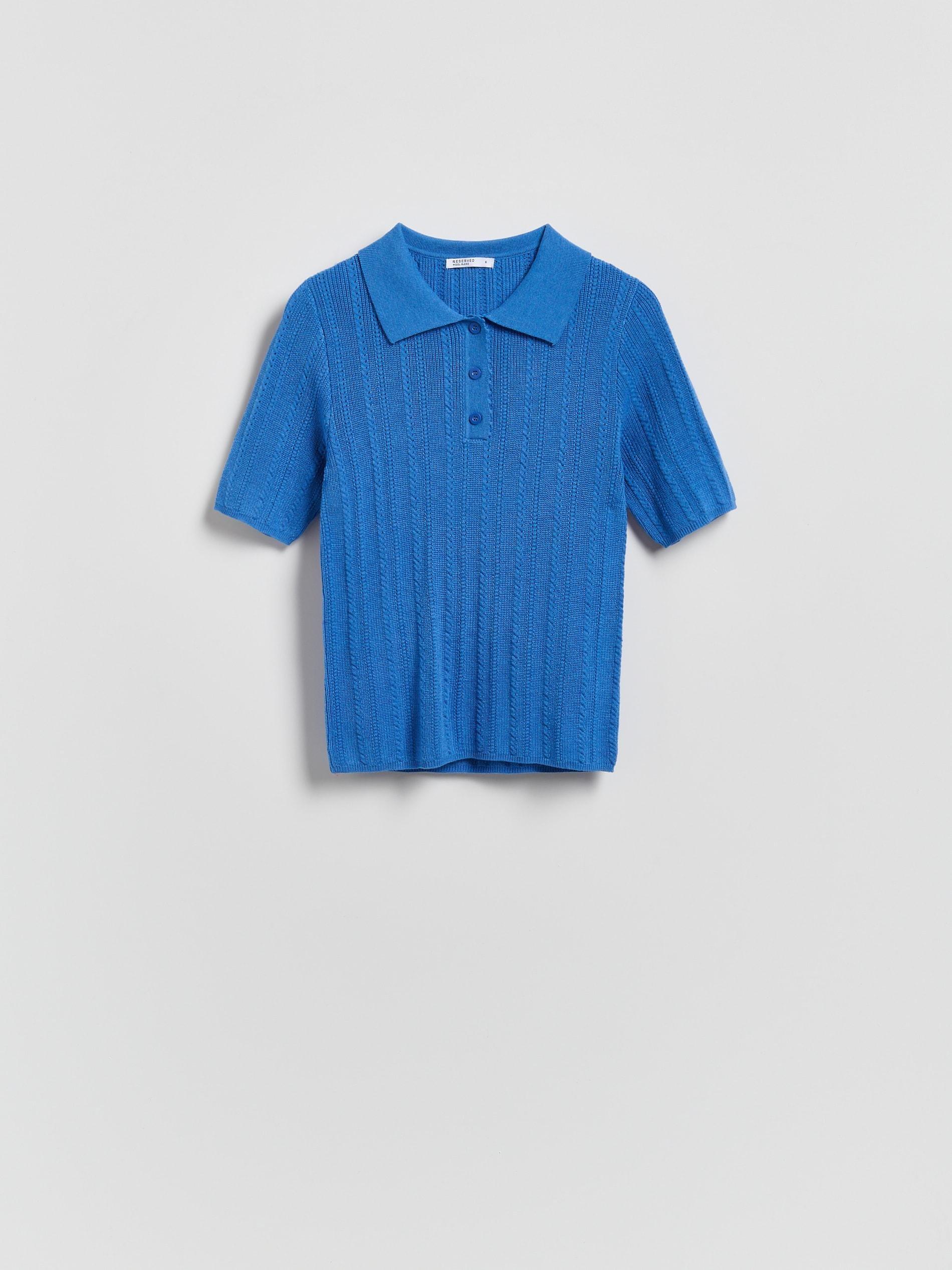 Blue Wool Blend Polo Jumper, Blue, large image number 3