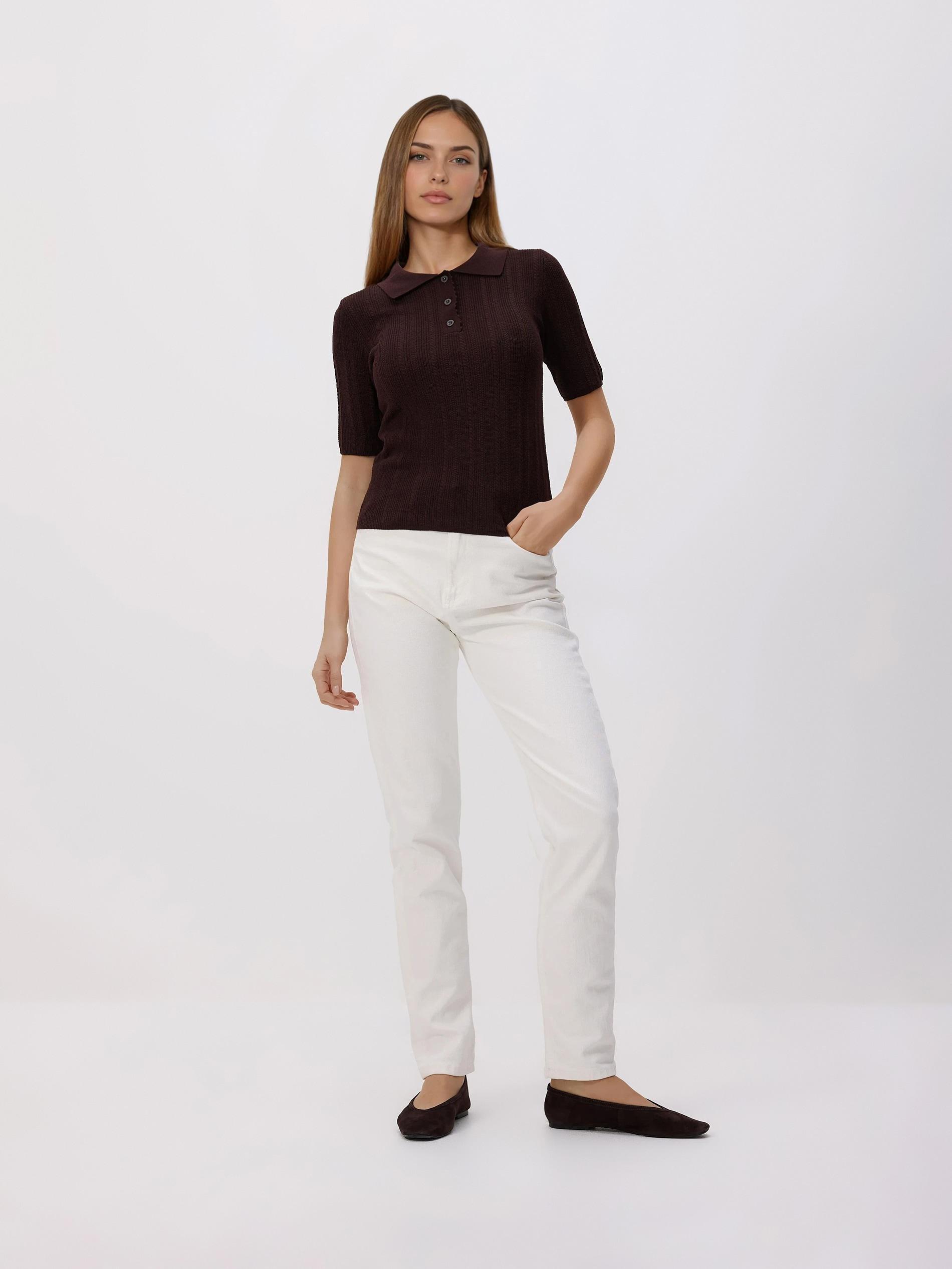 Brown Wool Blend Polo Jumper, Brown, large image number 1