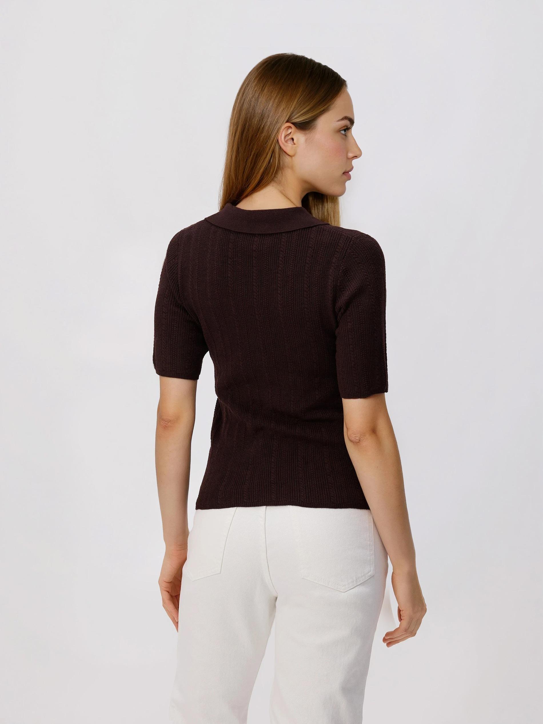 Brown Wool Blend Polo Jumper, Brown, large image number 2