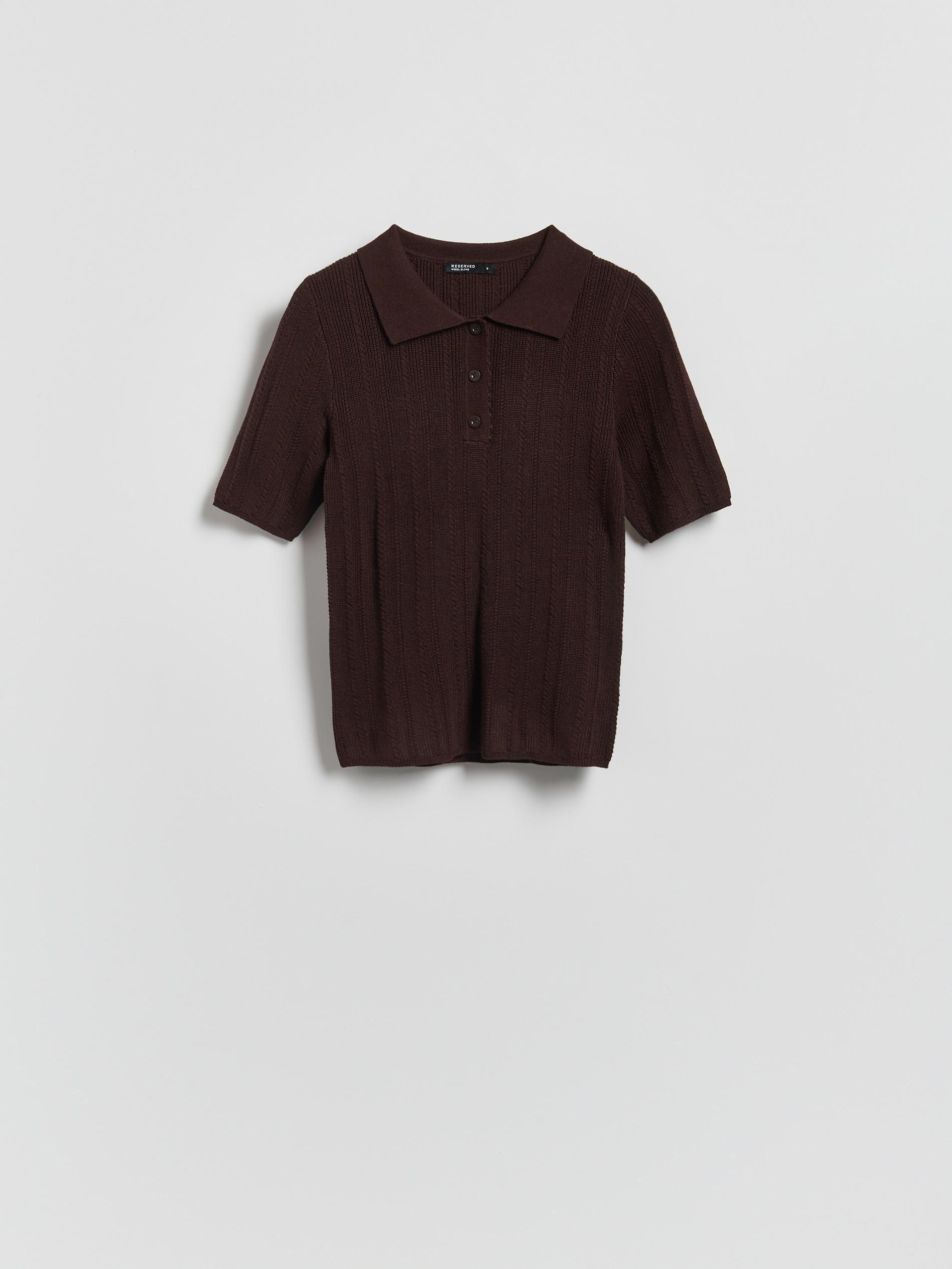 Brown Wool Blend Polo Jumper, Brown, large image number 3