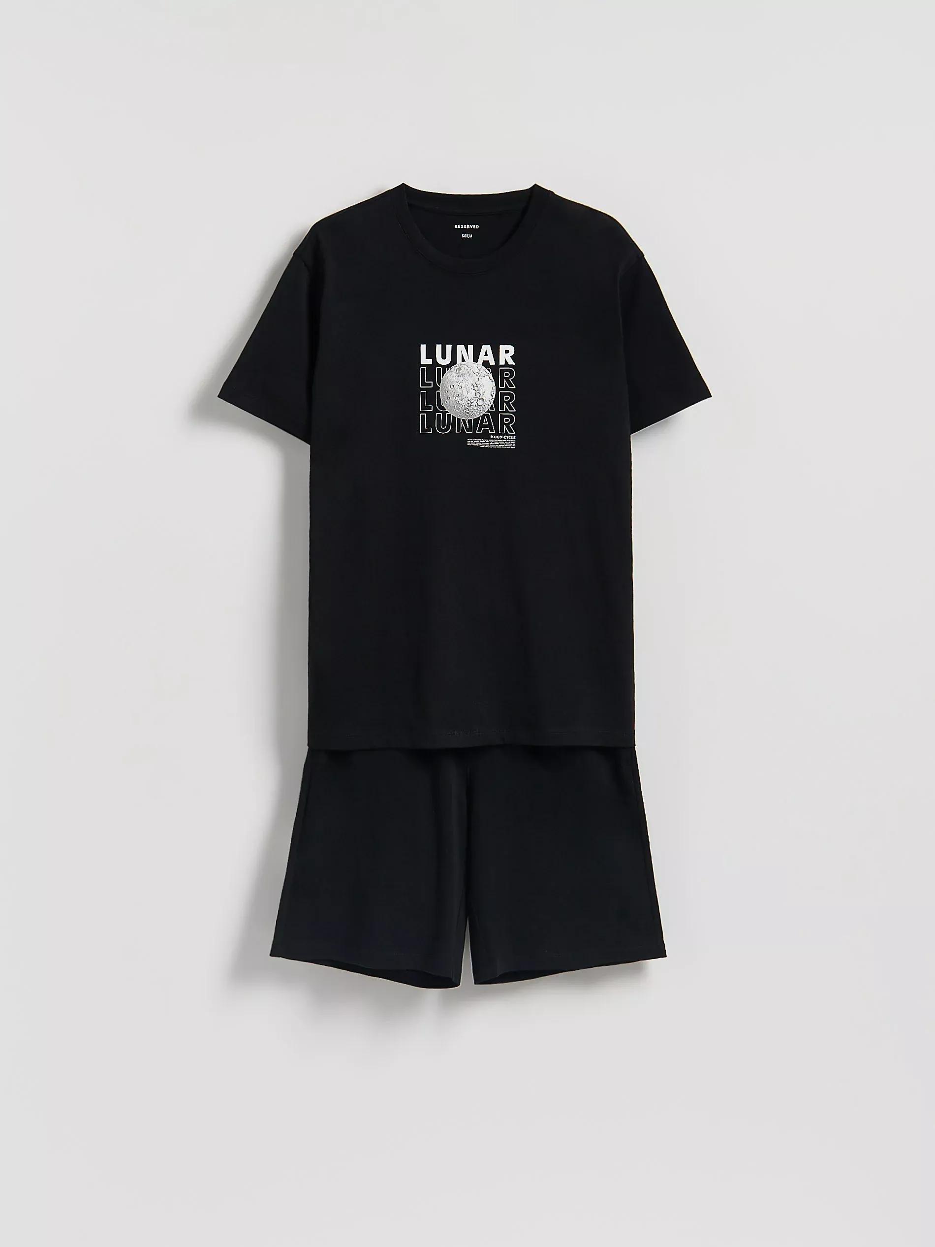 BLACK Two piece cotton pyjama set, Black, large image number 0