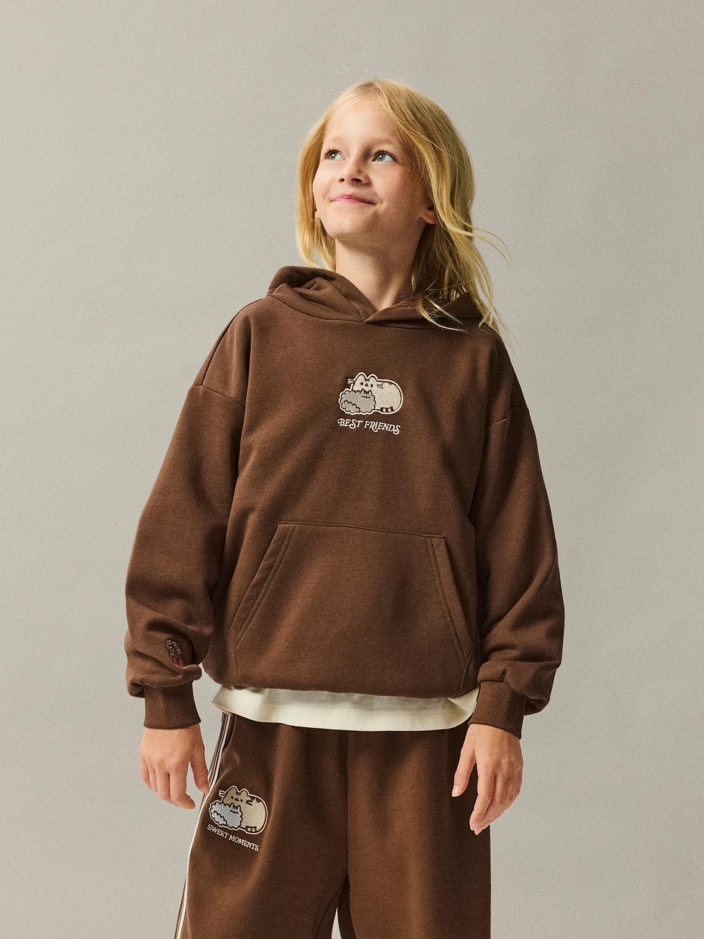 Brown Pusheen Sweatshirt With Applique, Brown, medium