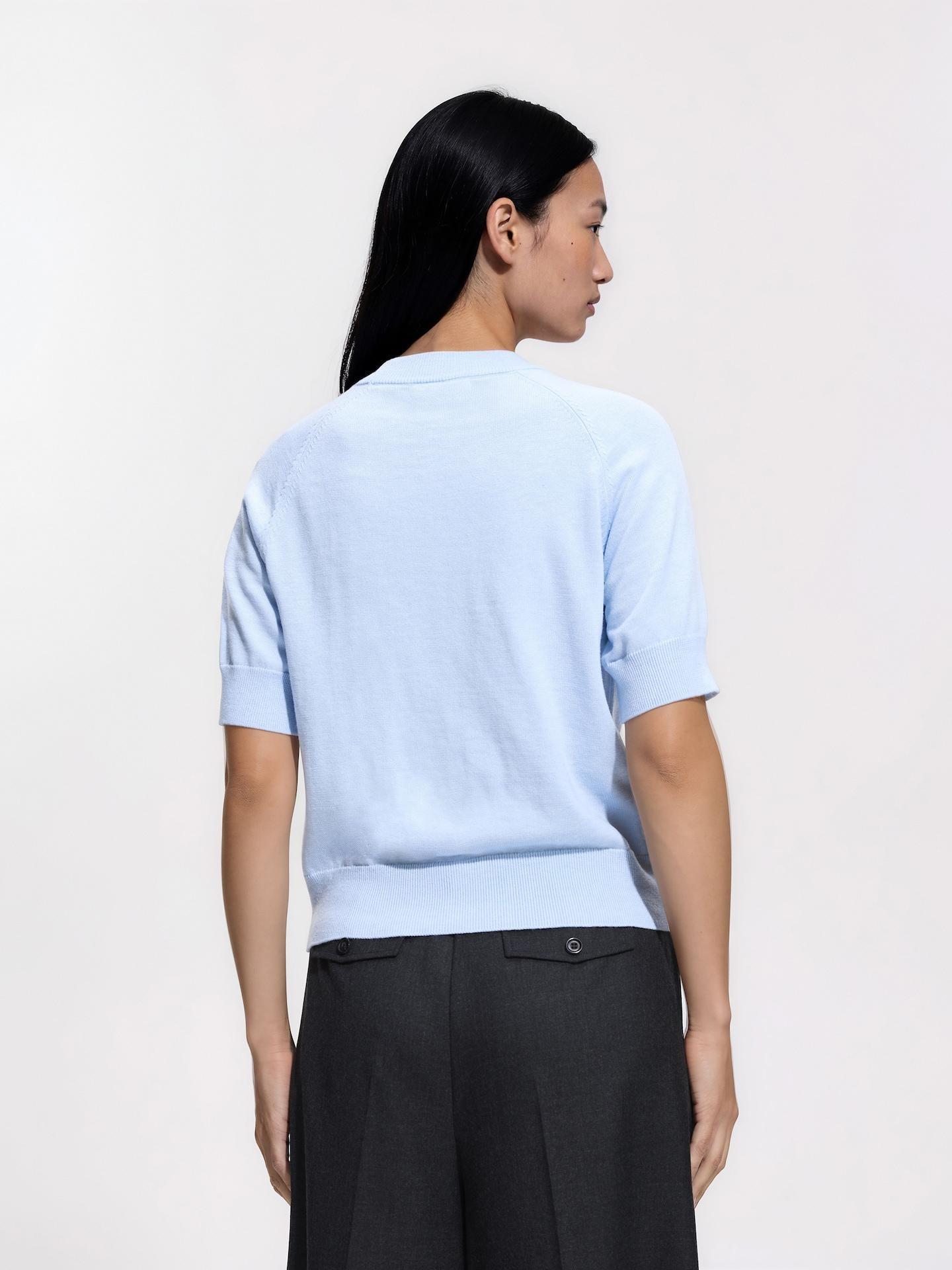 Blue Short-Sleeved Sweater, Blue, large image number 3