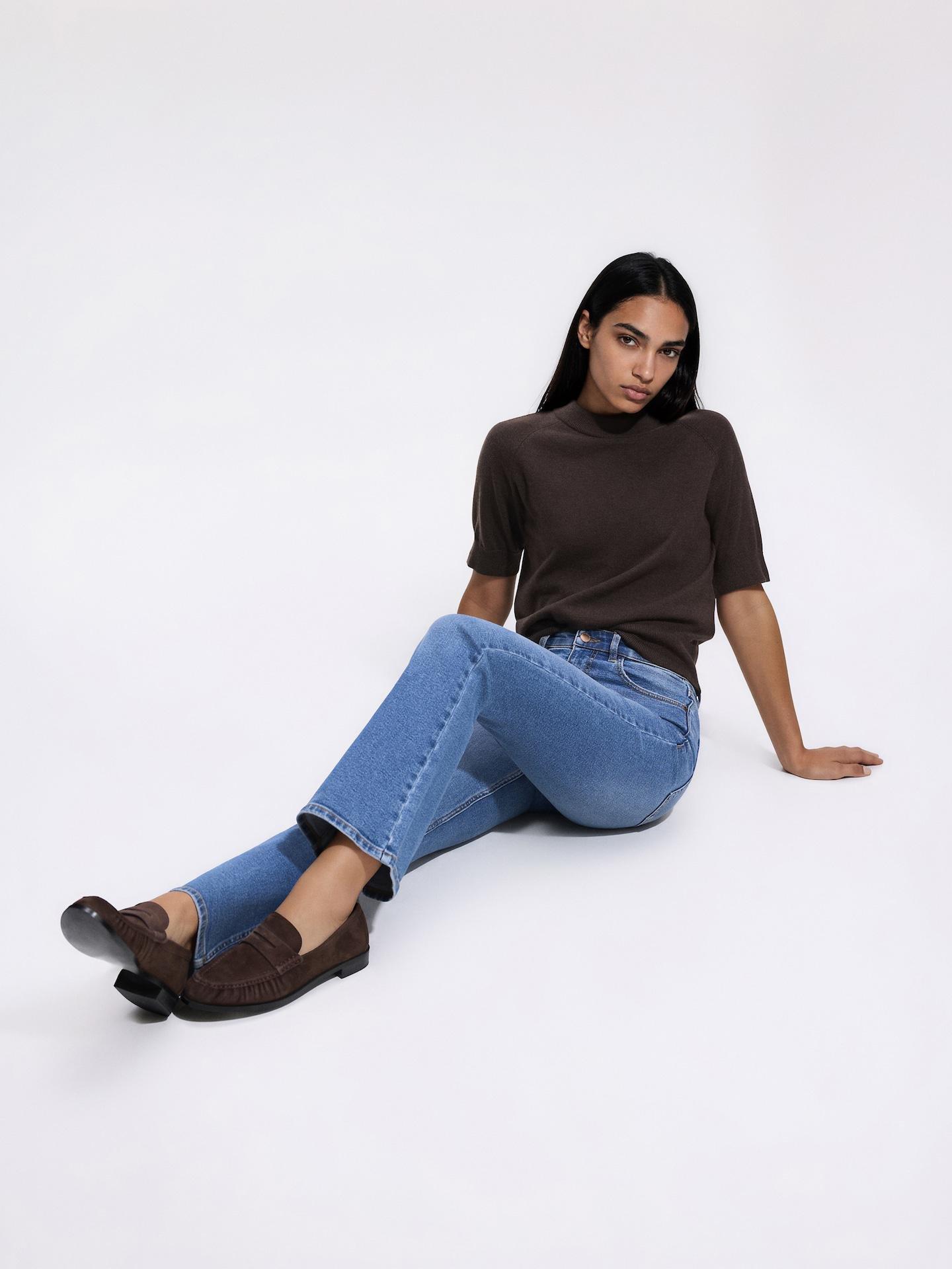 Brown Short-Sleeved Sweater, Brown, medium