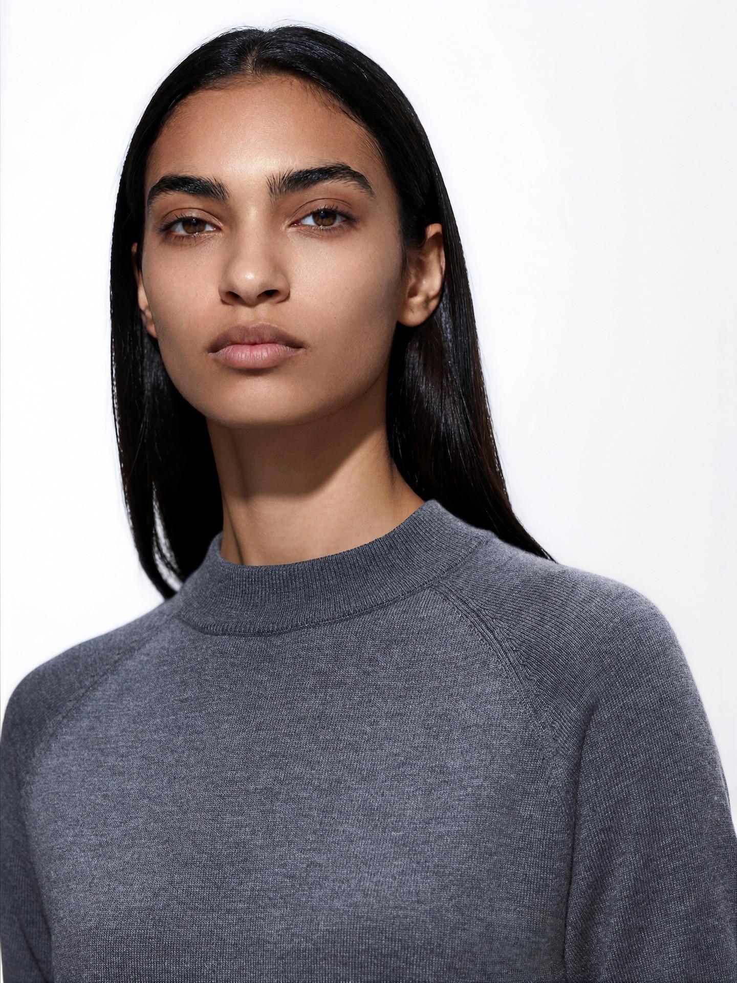 Grey Short-Sleeved Sweater, Grey, large image number 2