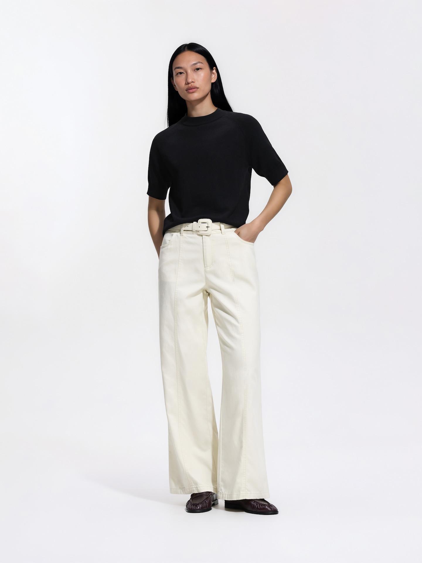 Black Short-Sleeved Sweater, Black, large image number 1