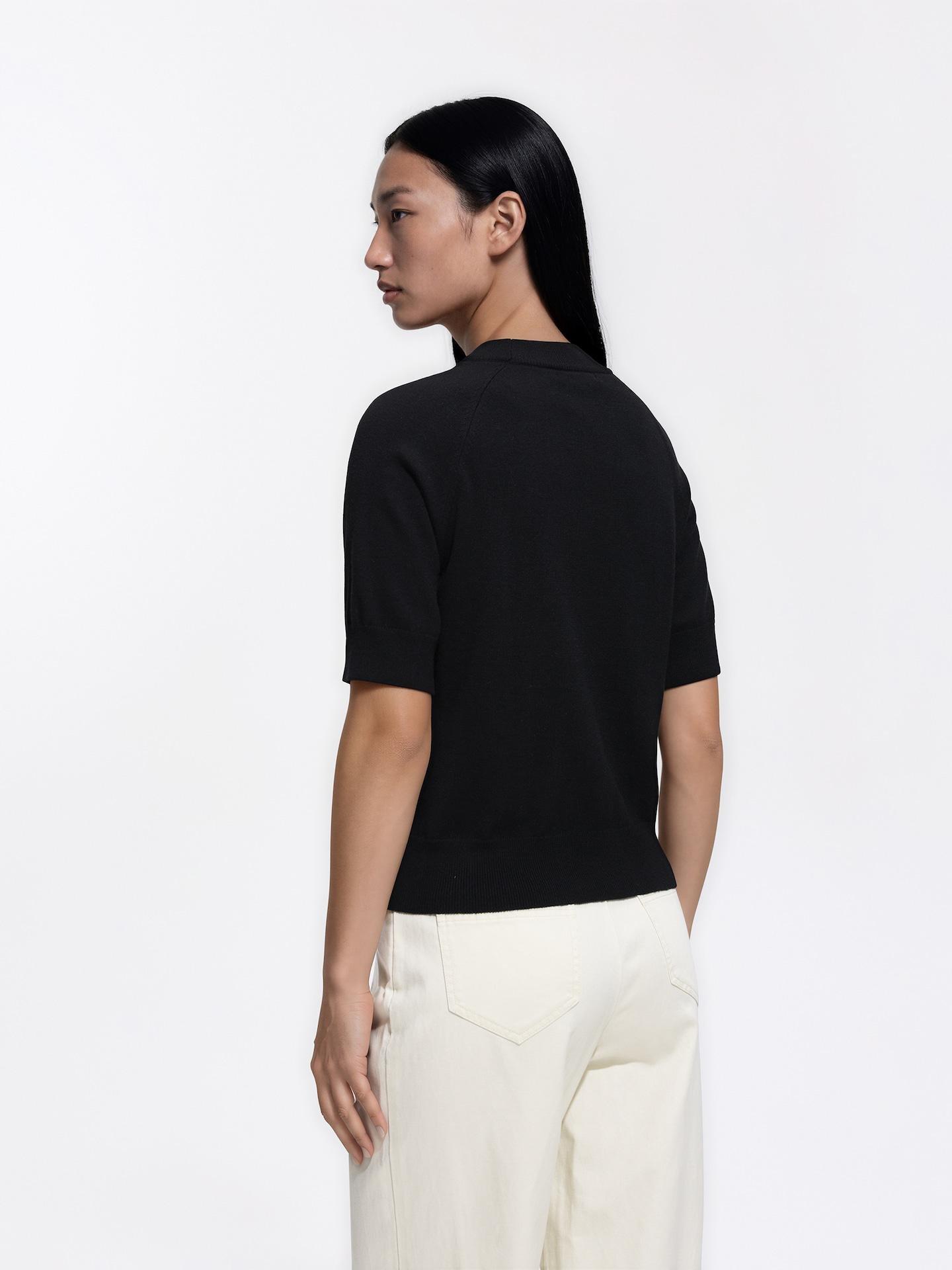 Black Short-Sleeved Sweater, Black, large image number 2