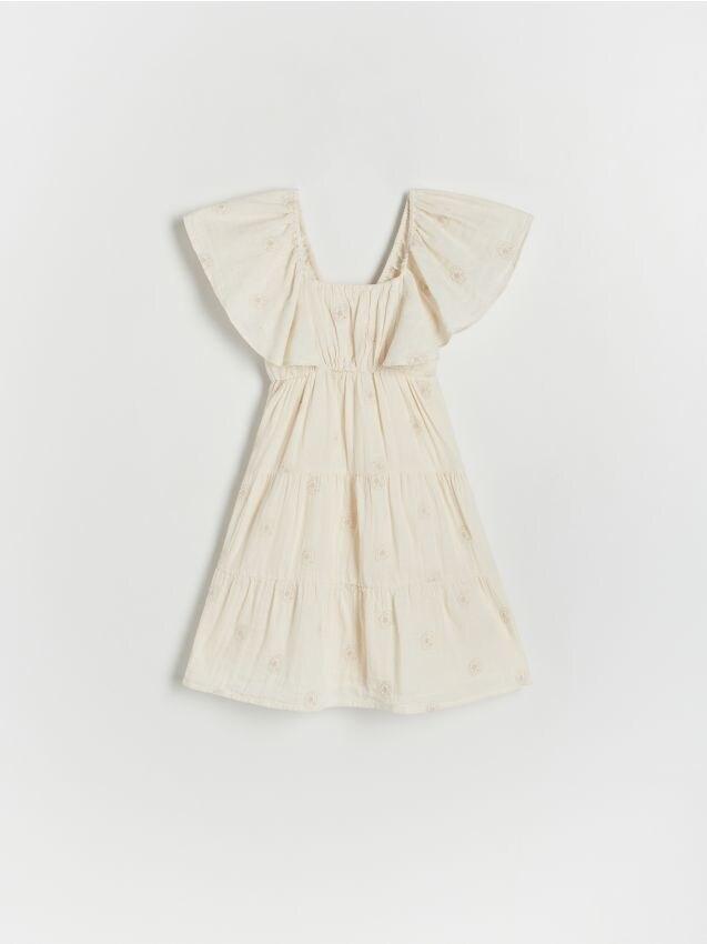 Cream Embroidery Detail Dress, Kids Girls, , large image number 0