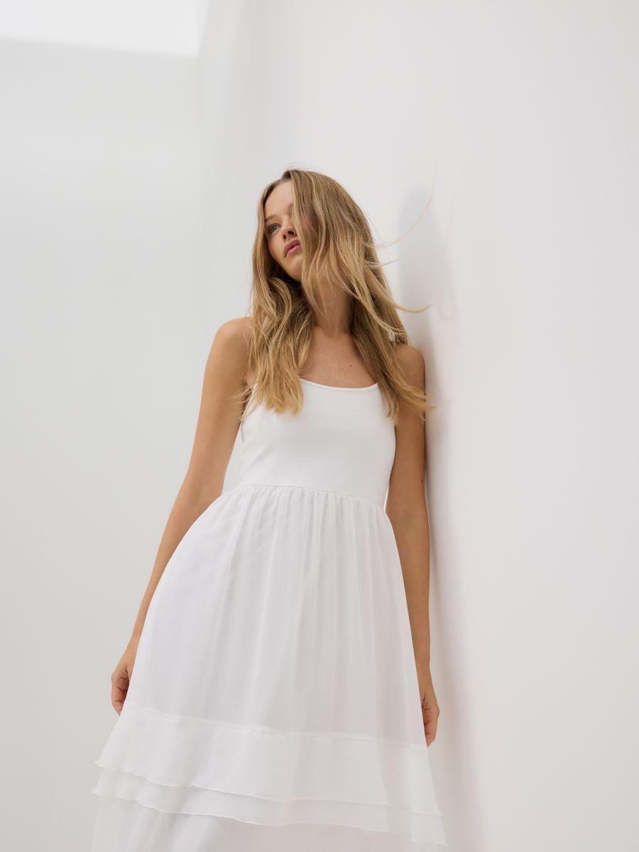 White Cotton Dress With Spaghetti Straps, , large image number 2