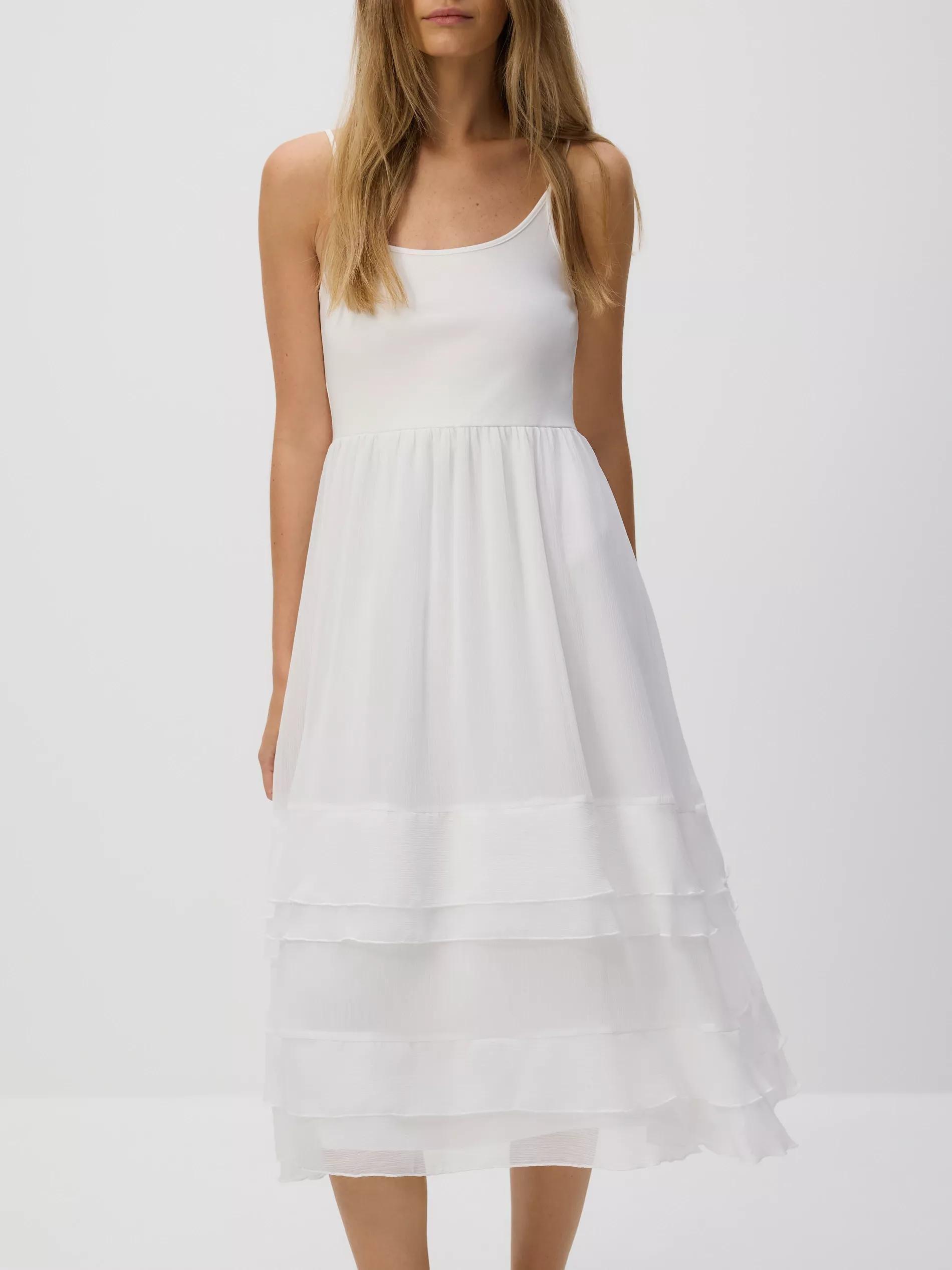 WHITE Cotton sleeveless dress, White, medium