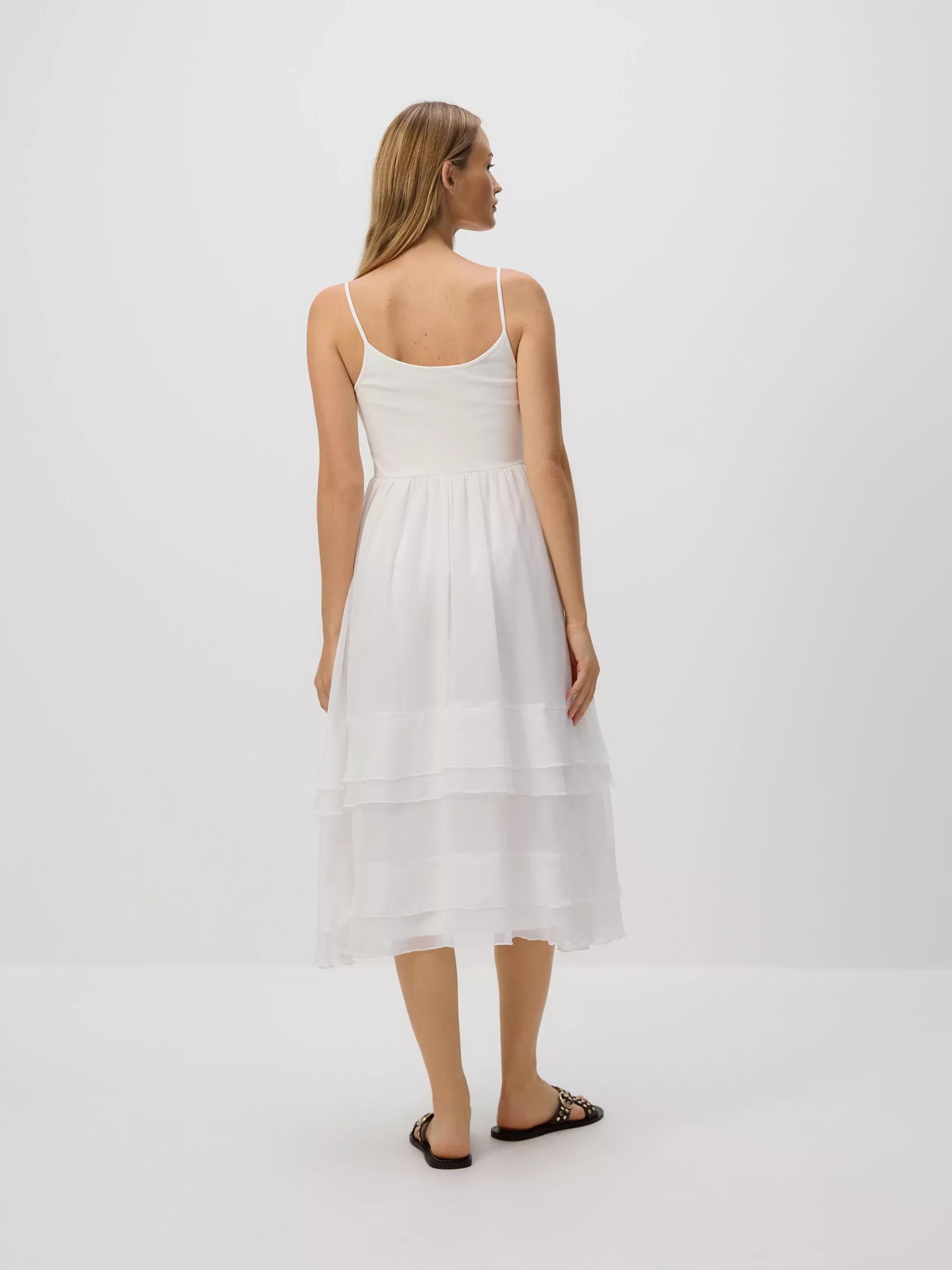 WHITE Cotton sleeveless dress, , large image number 3