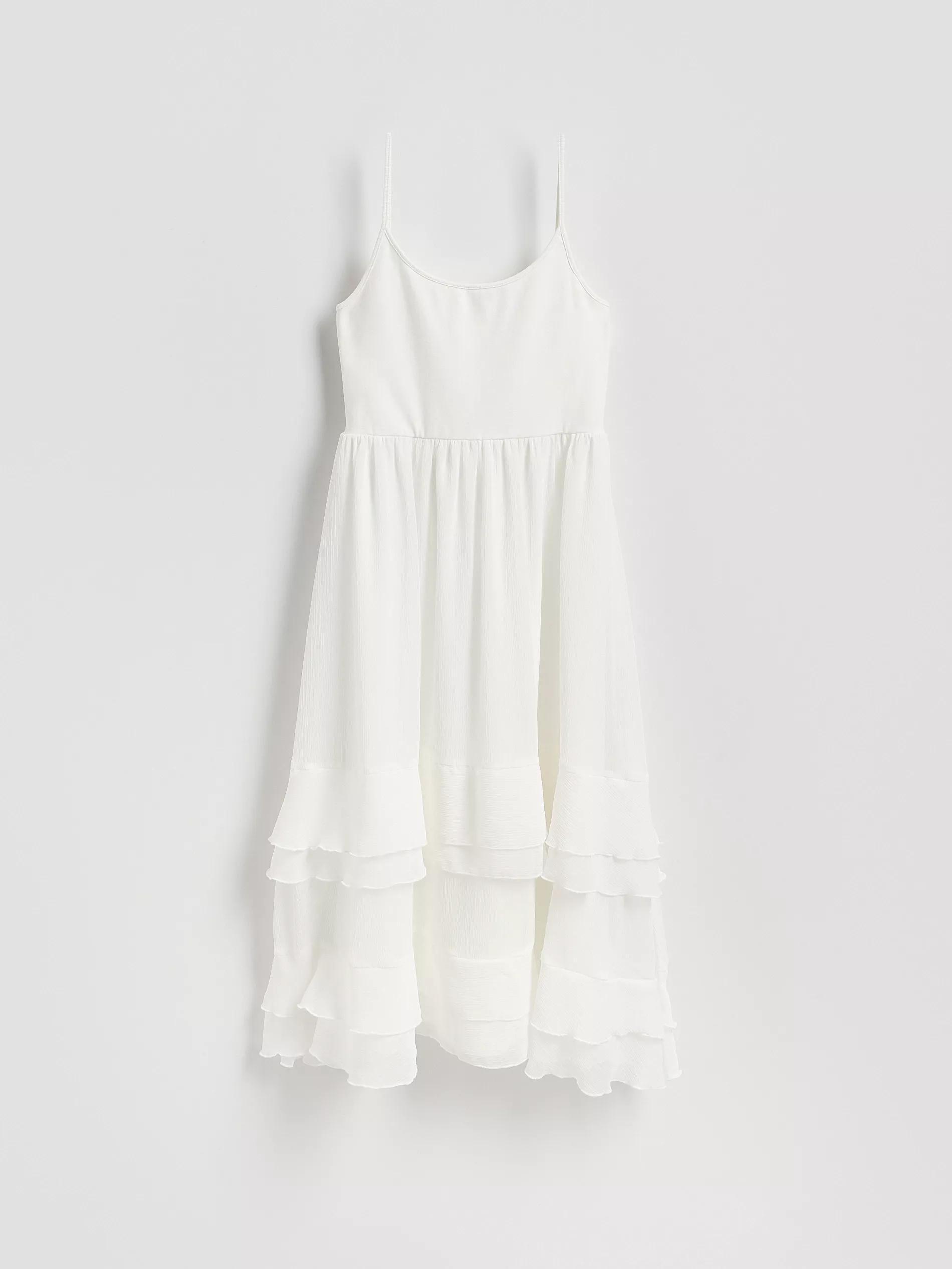 WHITE Cotton sleeveless dress, White, large image number 4