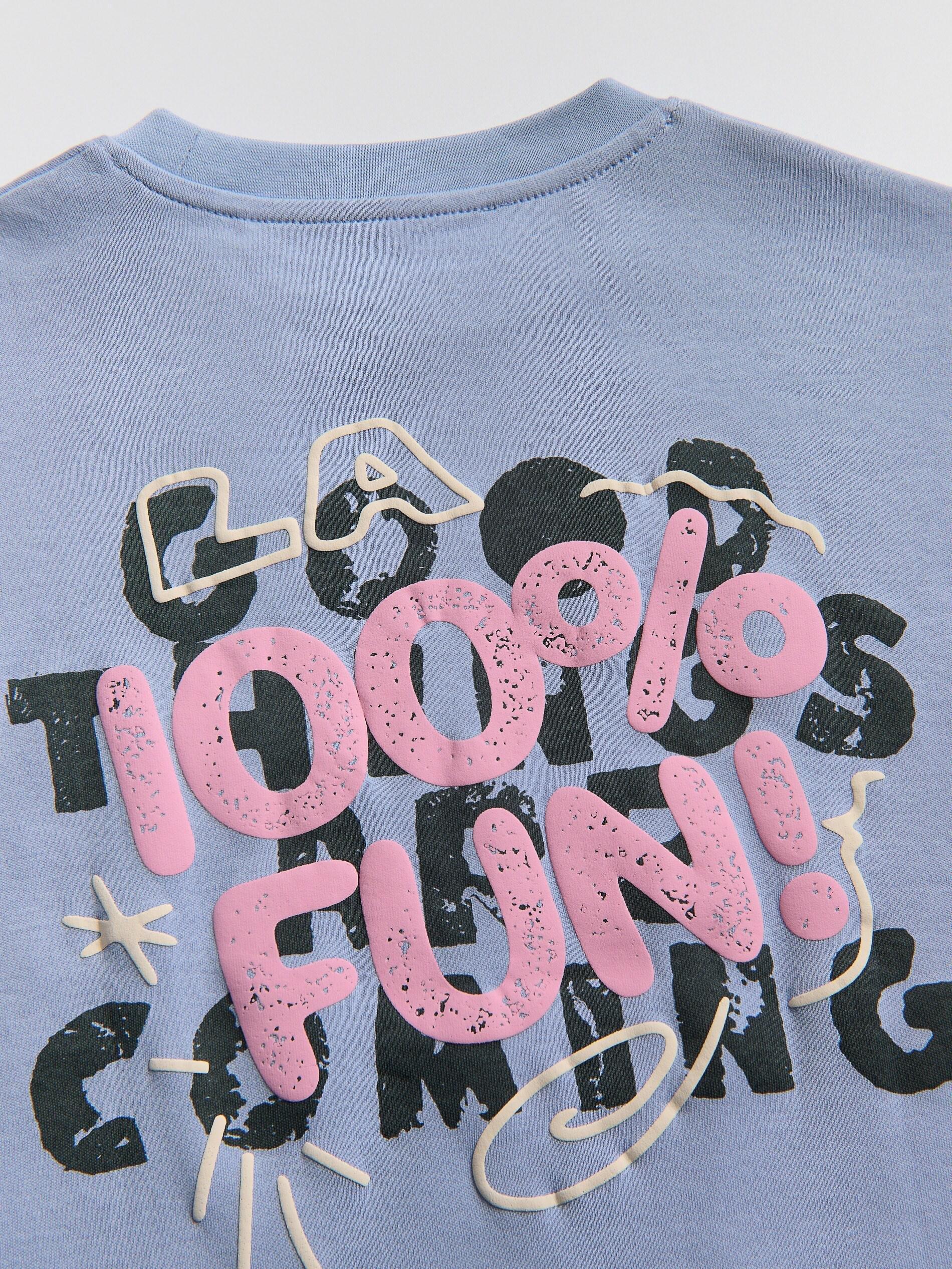 Blue Cotton T-Shirt With Print, Blue, medium