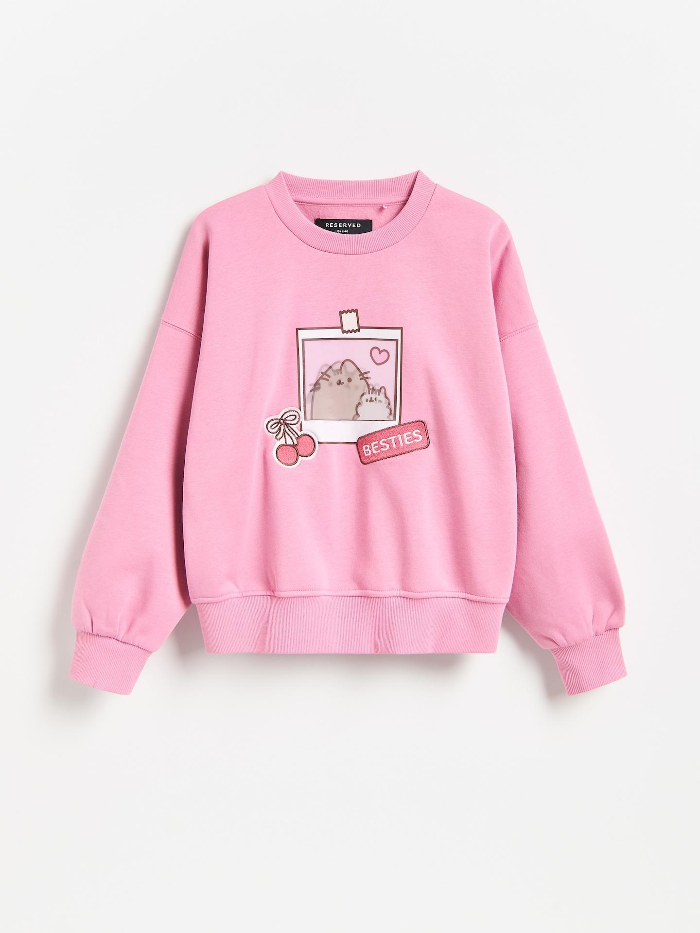Purple Pusheen Sweatshirt With 3D Applique, Purple, medium
