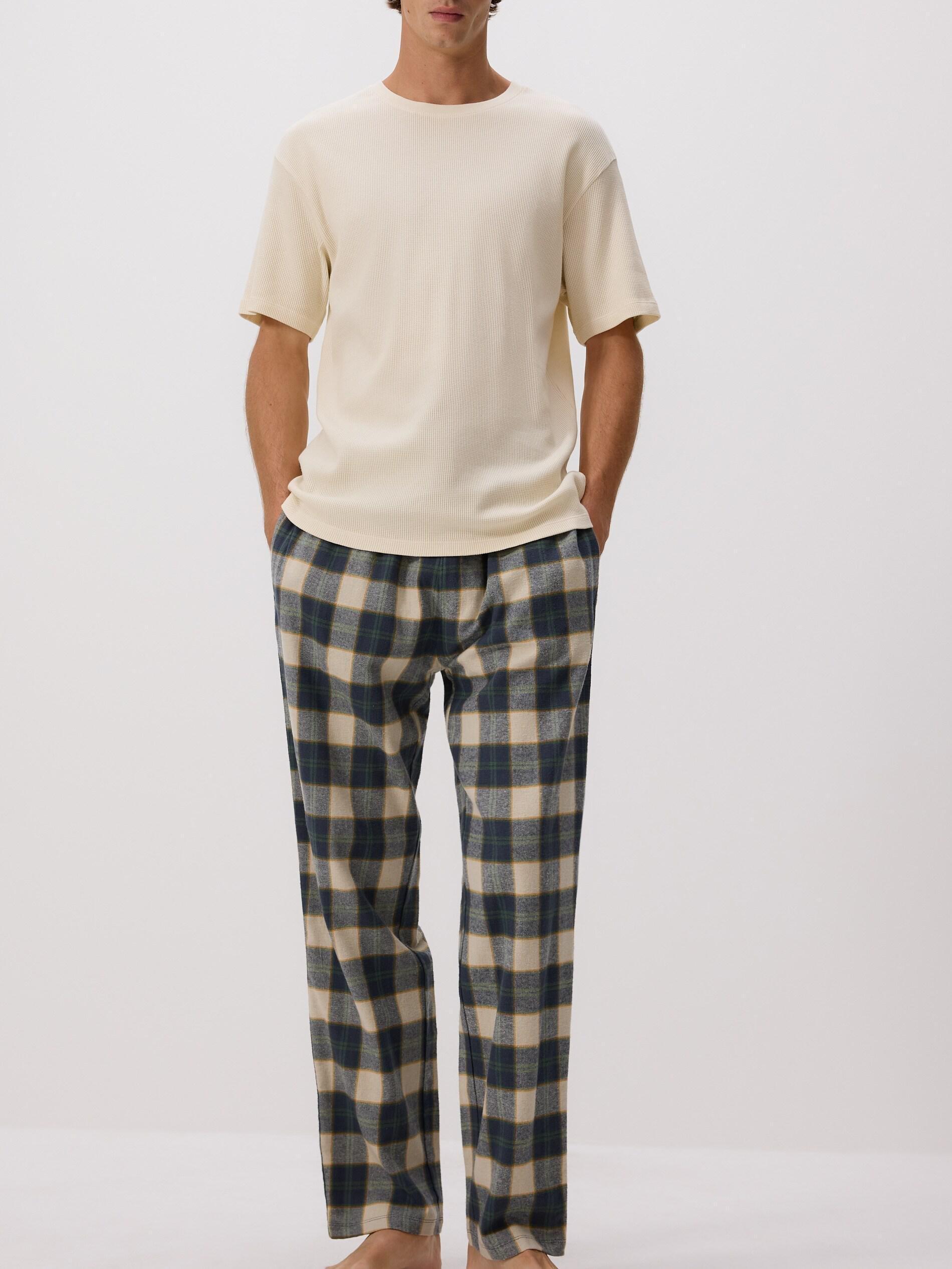 Beige Two Piece Pyjama Set, Ivory, medium