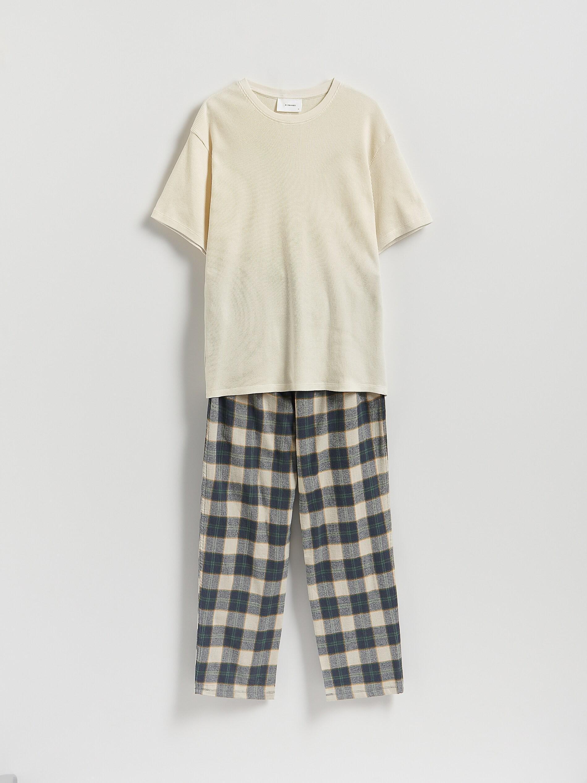 Beige Two Piece Pyjama Set, Ivory, large image number 4