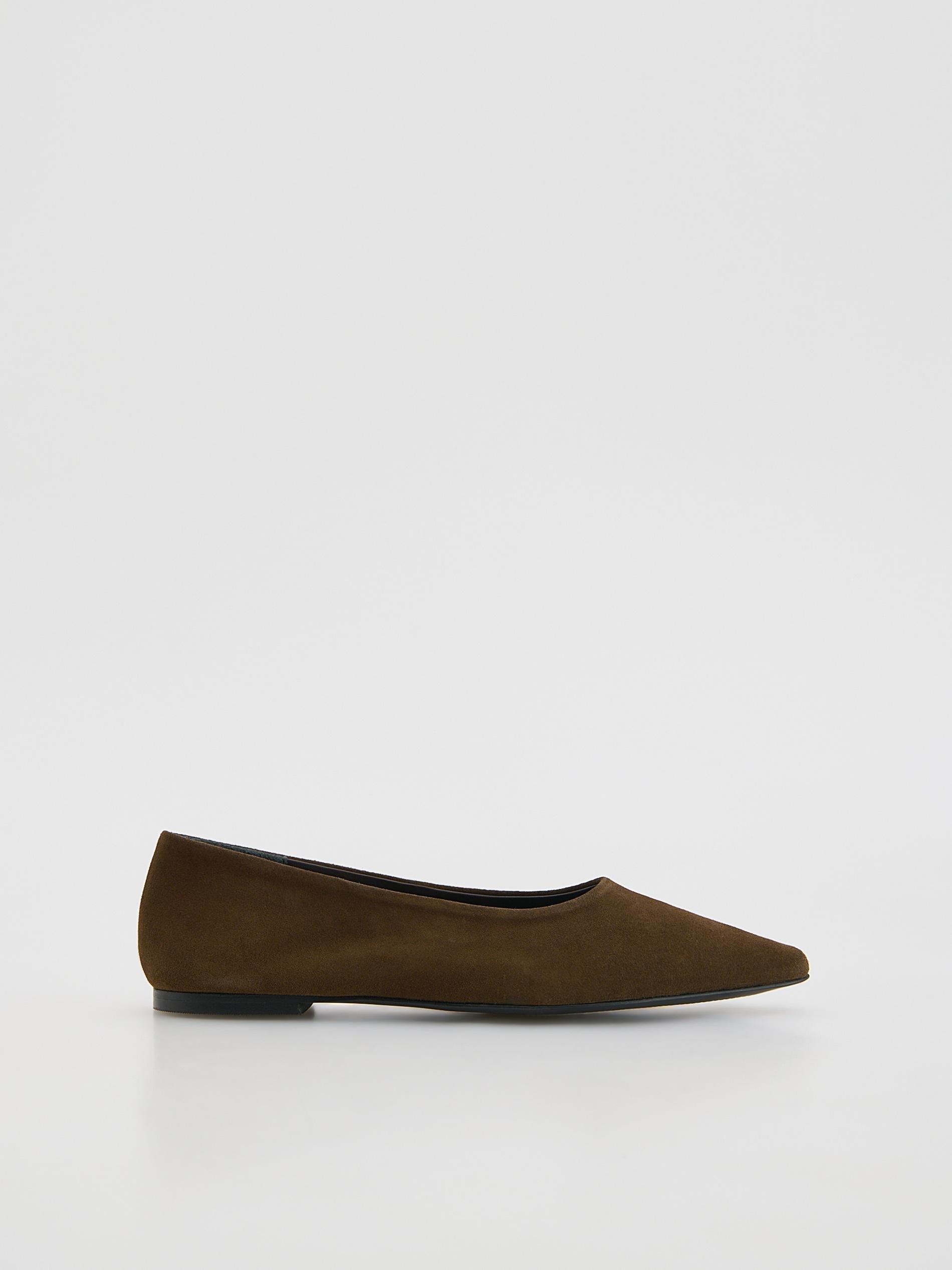 Brown Suede Ballerinas, Brown, medium