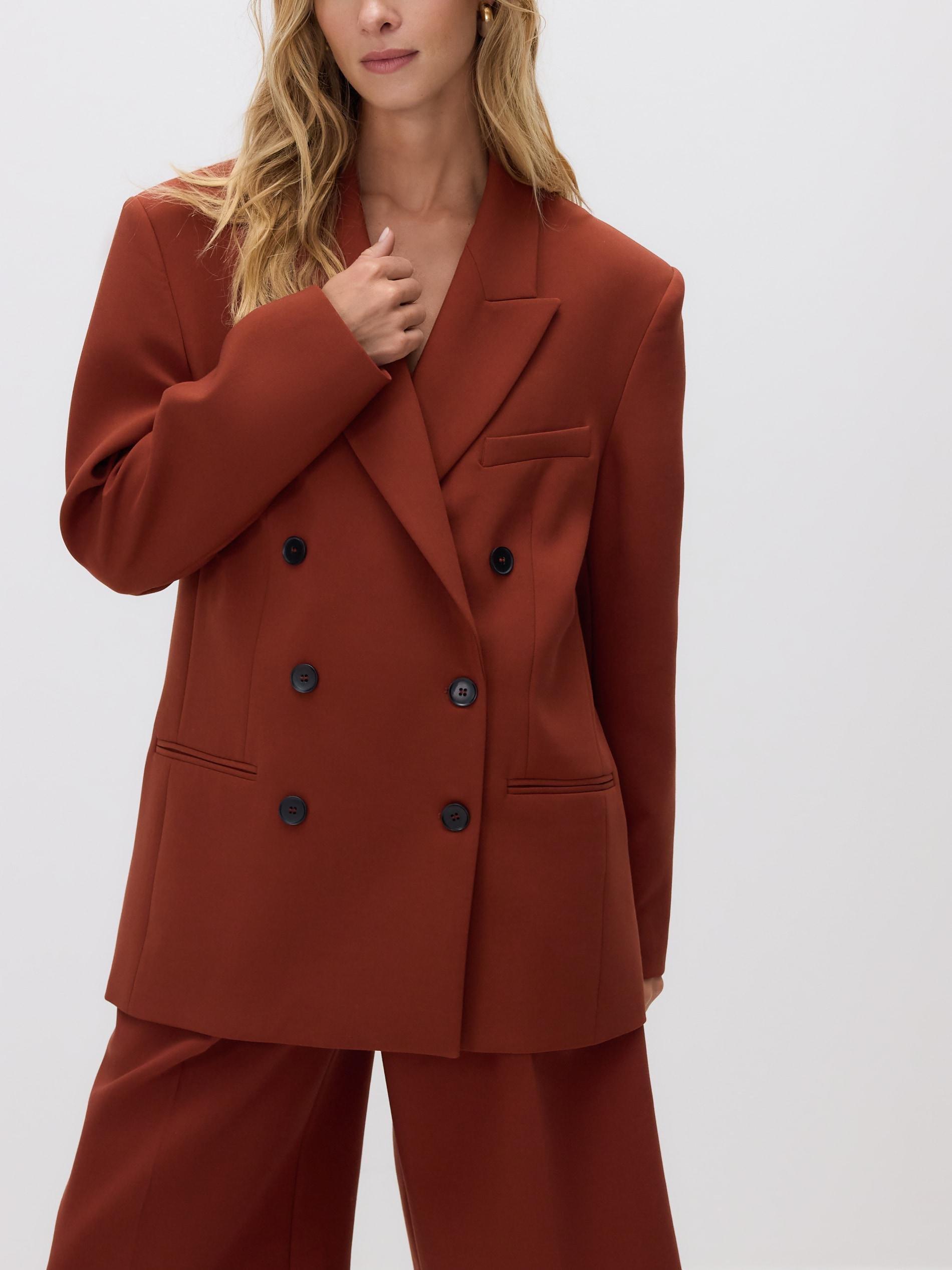 Brown Double-Breasted Jacket, Orange, medium