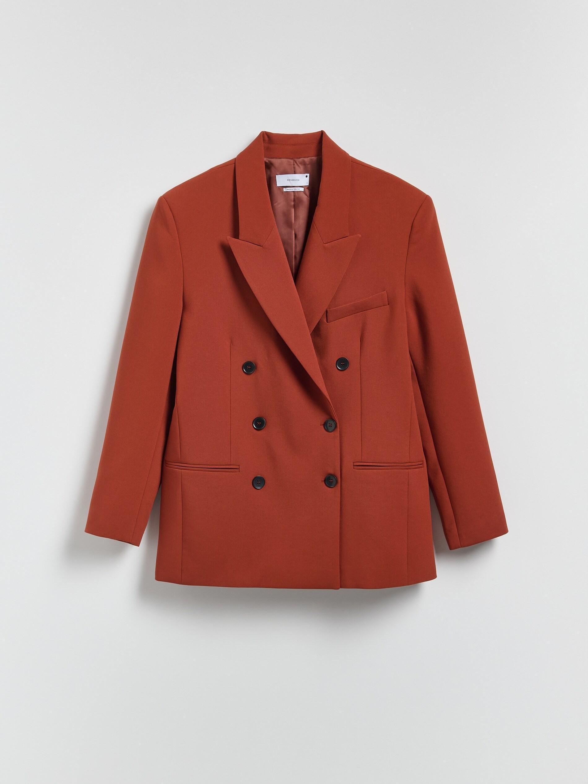 Brown Double-Breasted Jacket, Orange, large image number 5