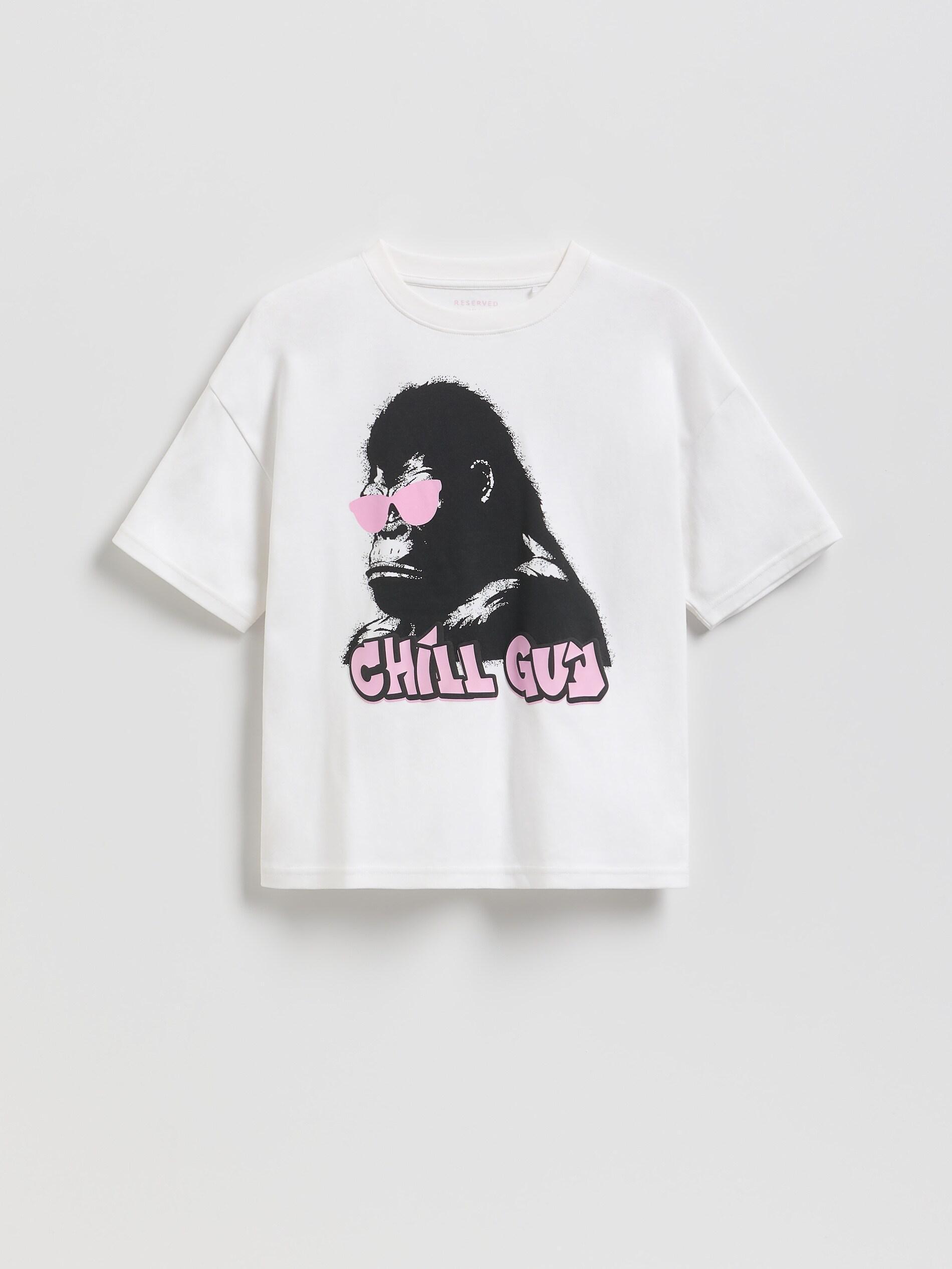 Cream T-Shirt With Print, Ivory, medium