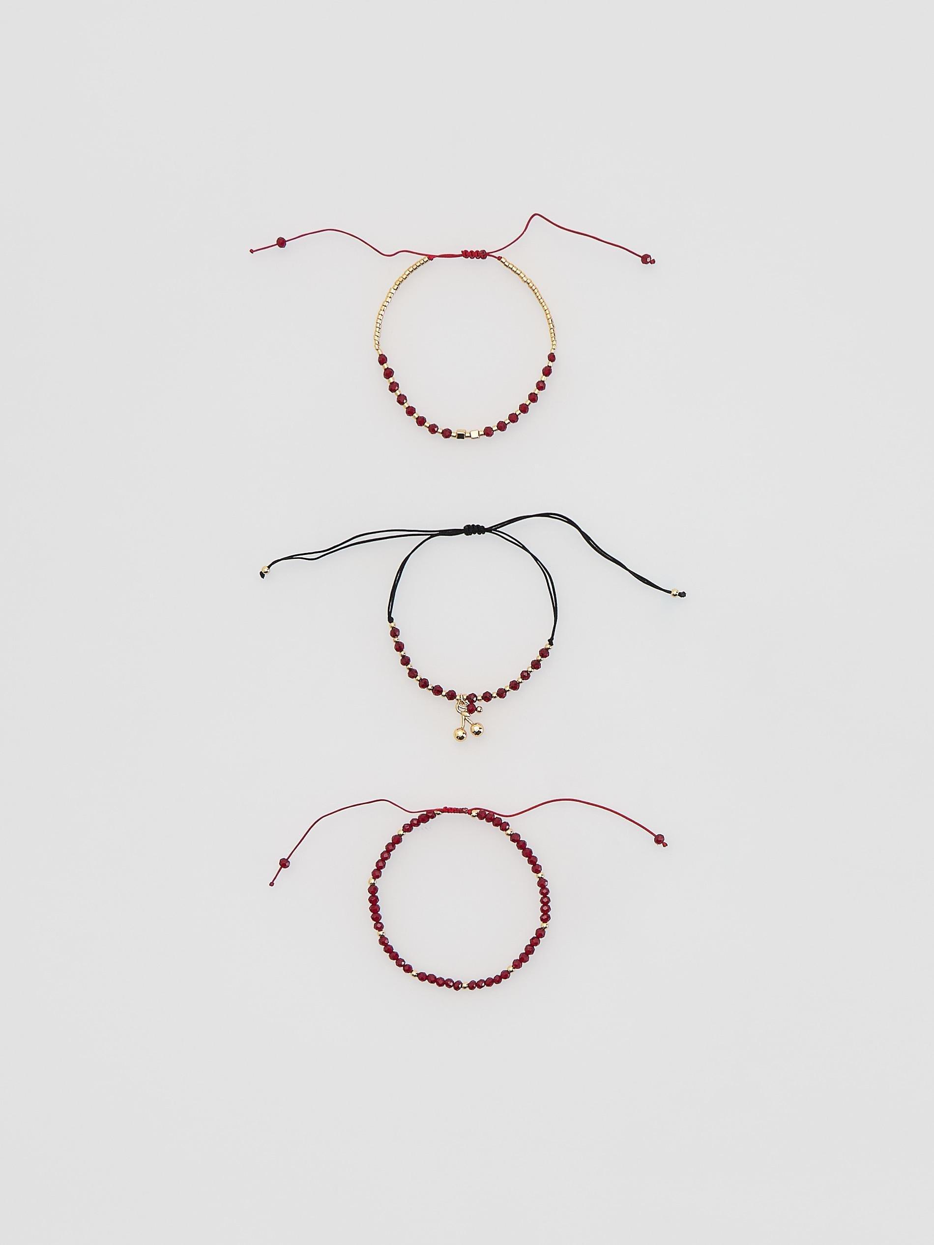 Mahogany Ankle Bracelet Set, Burgundy, large image number 0