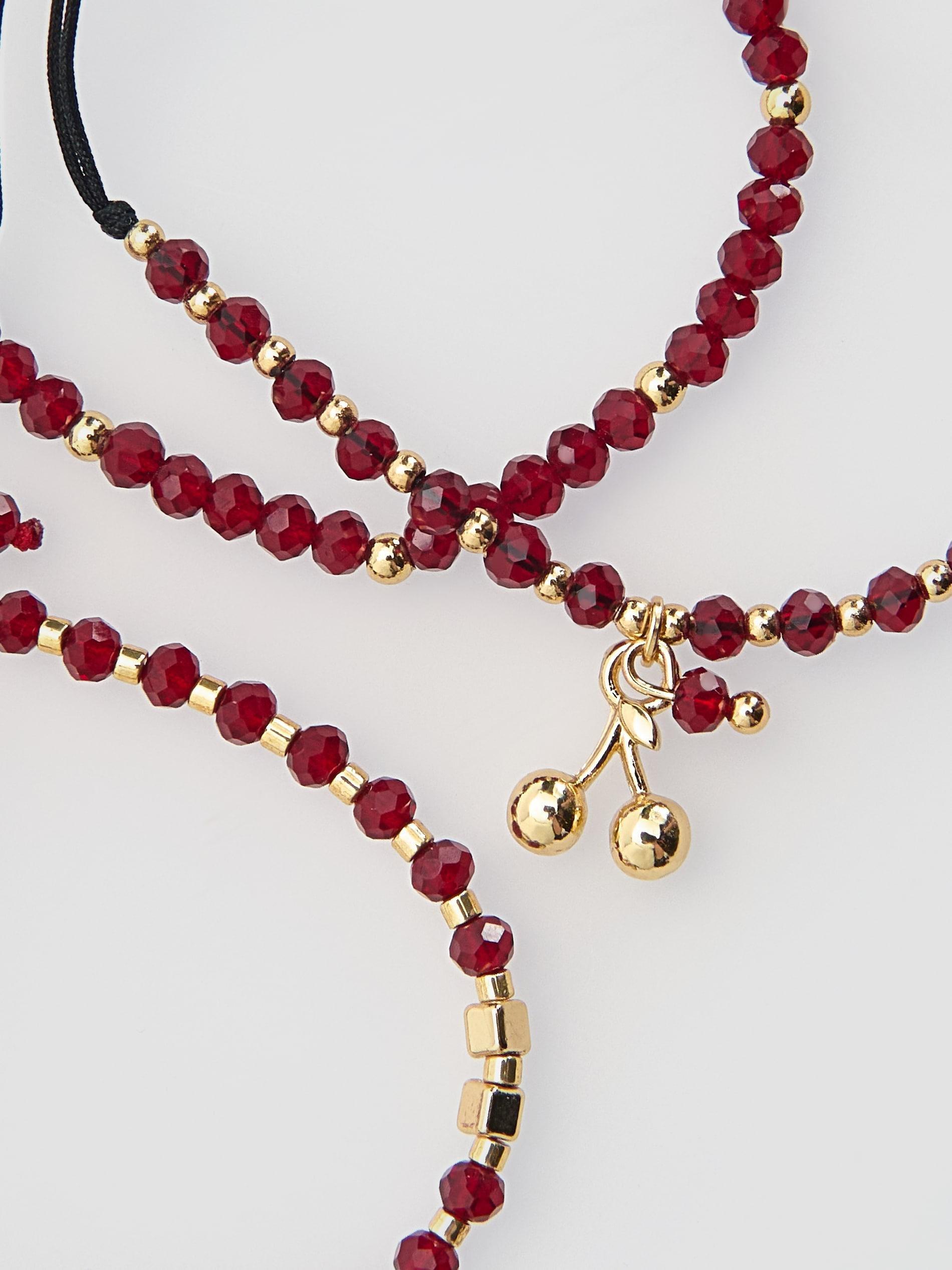 Mahogany Ankle Bracelet Set, Burgundy, large image number 1
