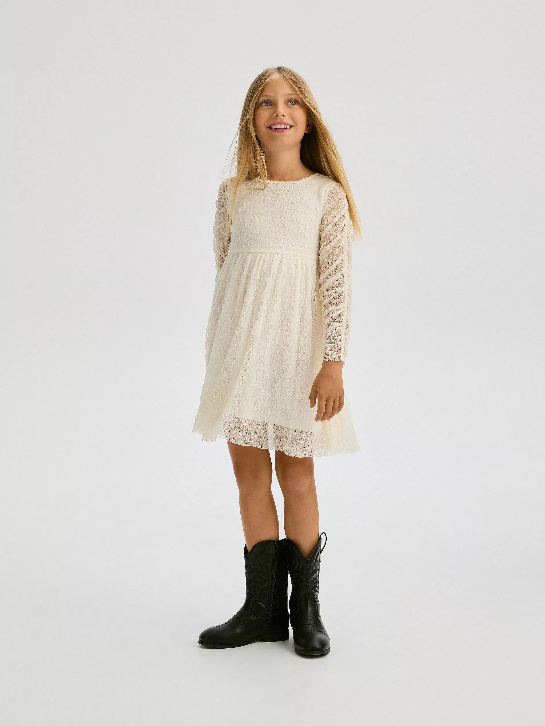 CREAM Lace dress, Ivory, large image number 5