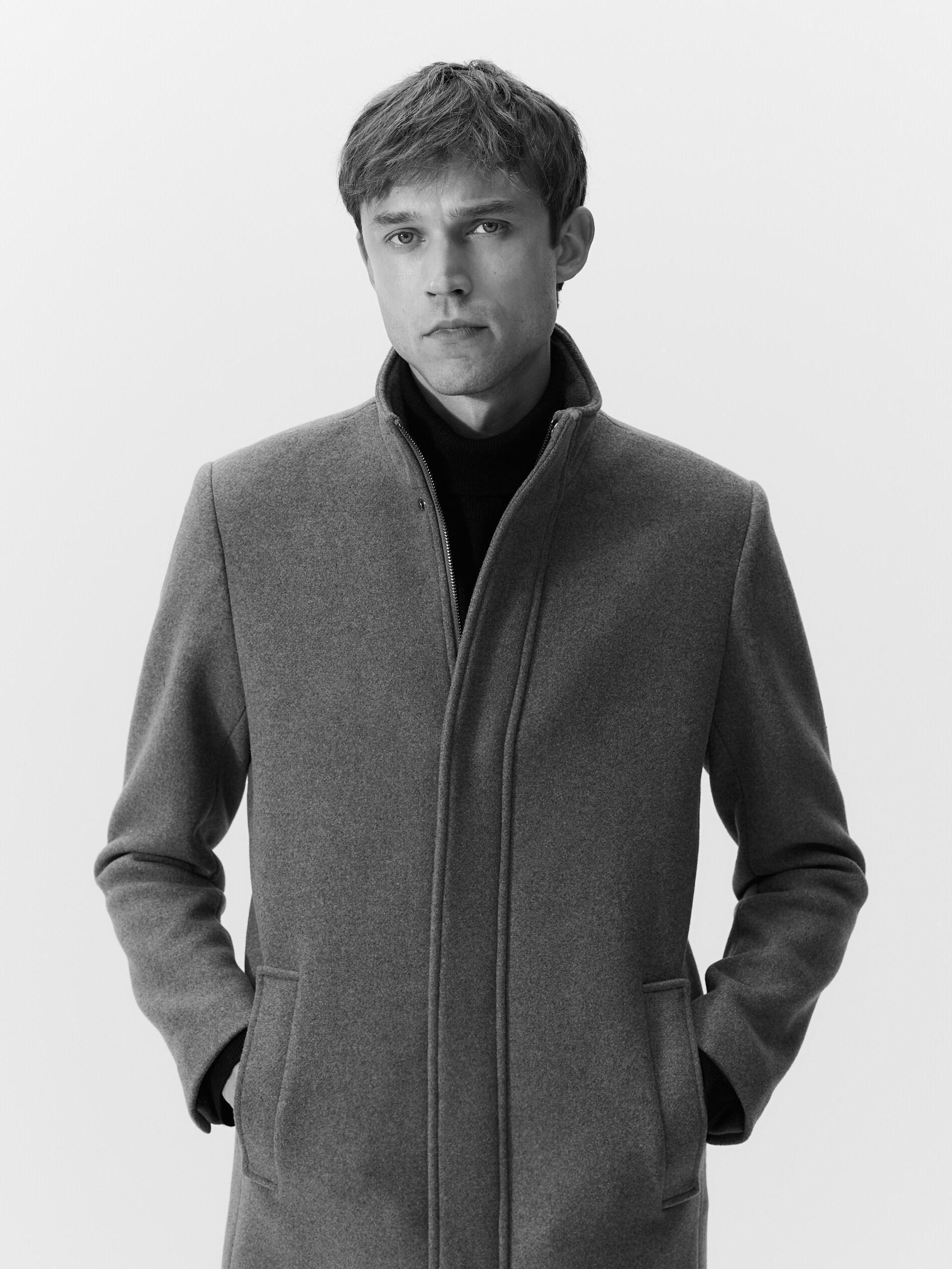 Brown Longline Wool Blend Coat, Burgundy, large image number 3