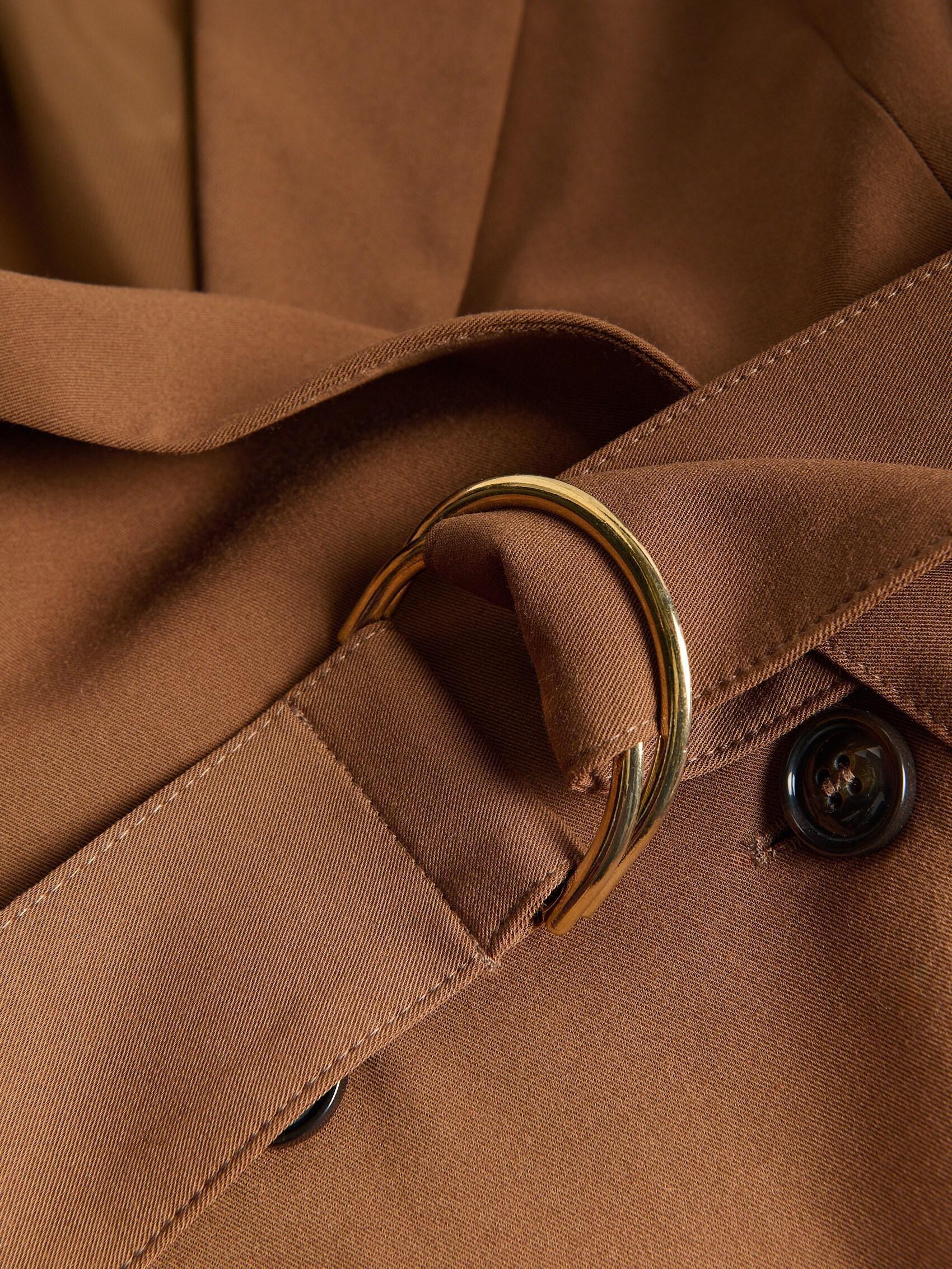 Brown Double Breasted Blazer With Belt, Brown, large image number 5