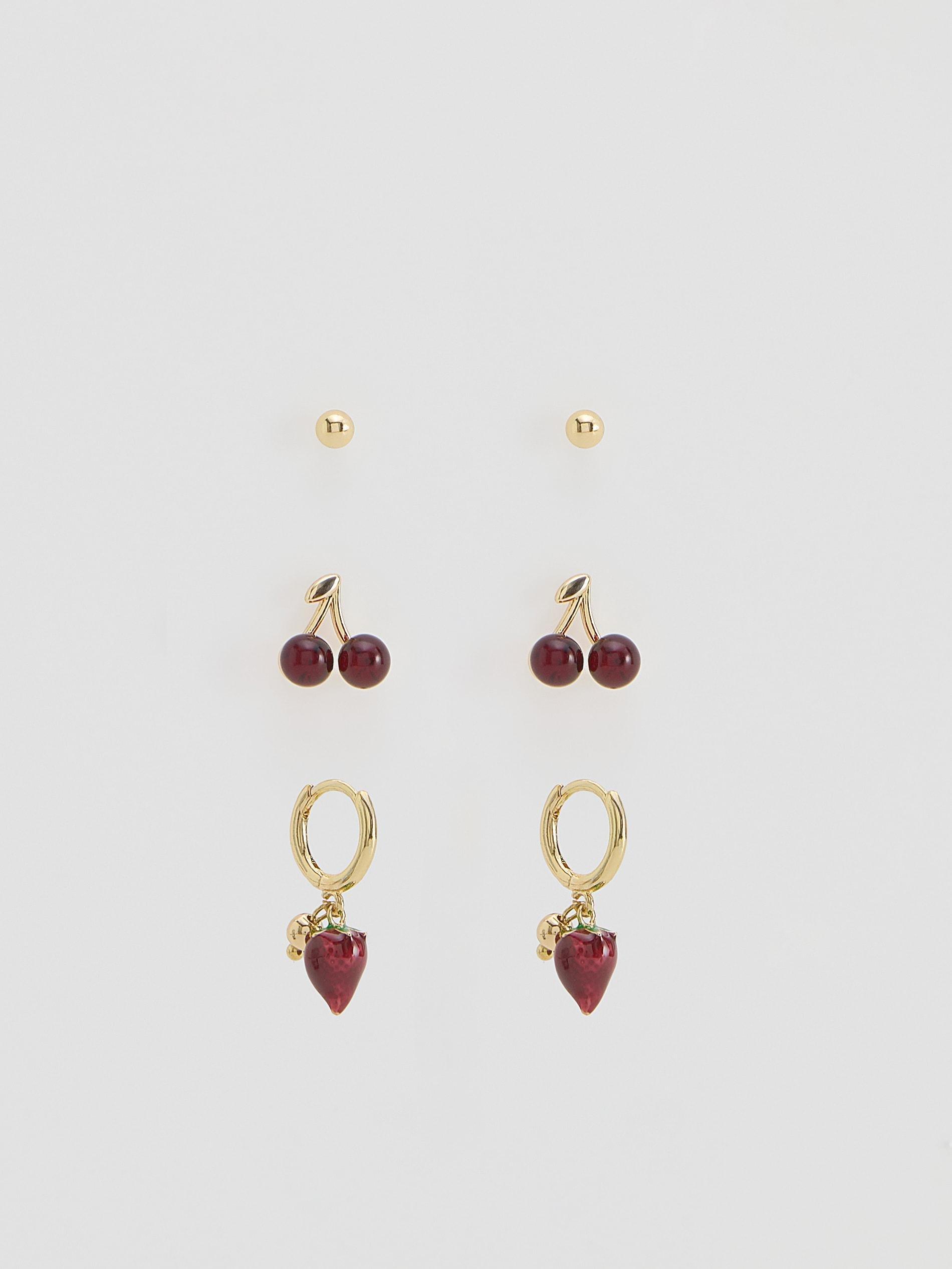 Golden Earrings Set With Pendants, Golden, medium