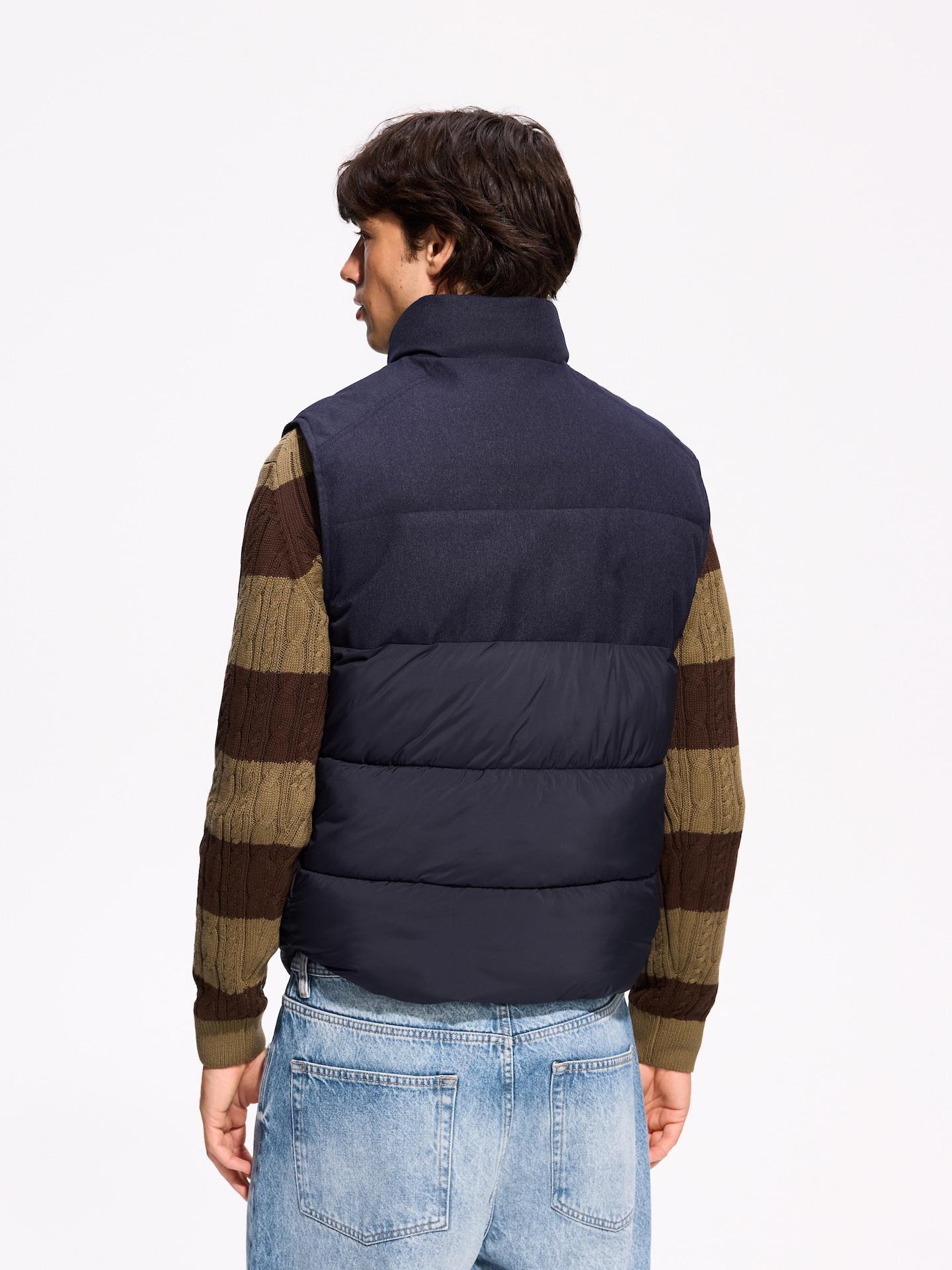 Navy Quilted Vest With Stand Up Collar, Navy, large image number 2