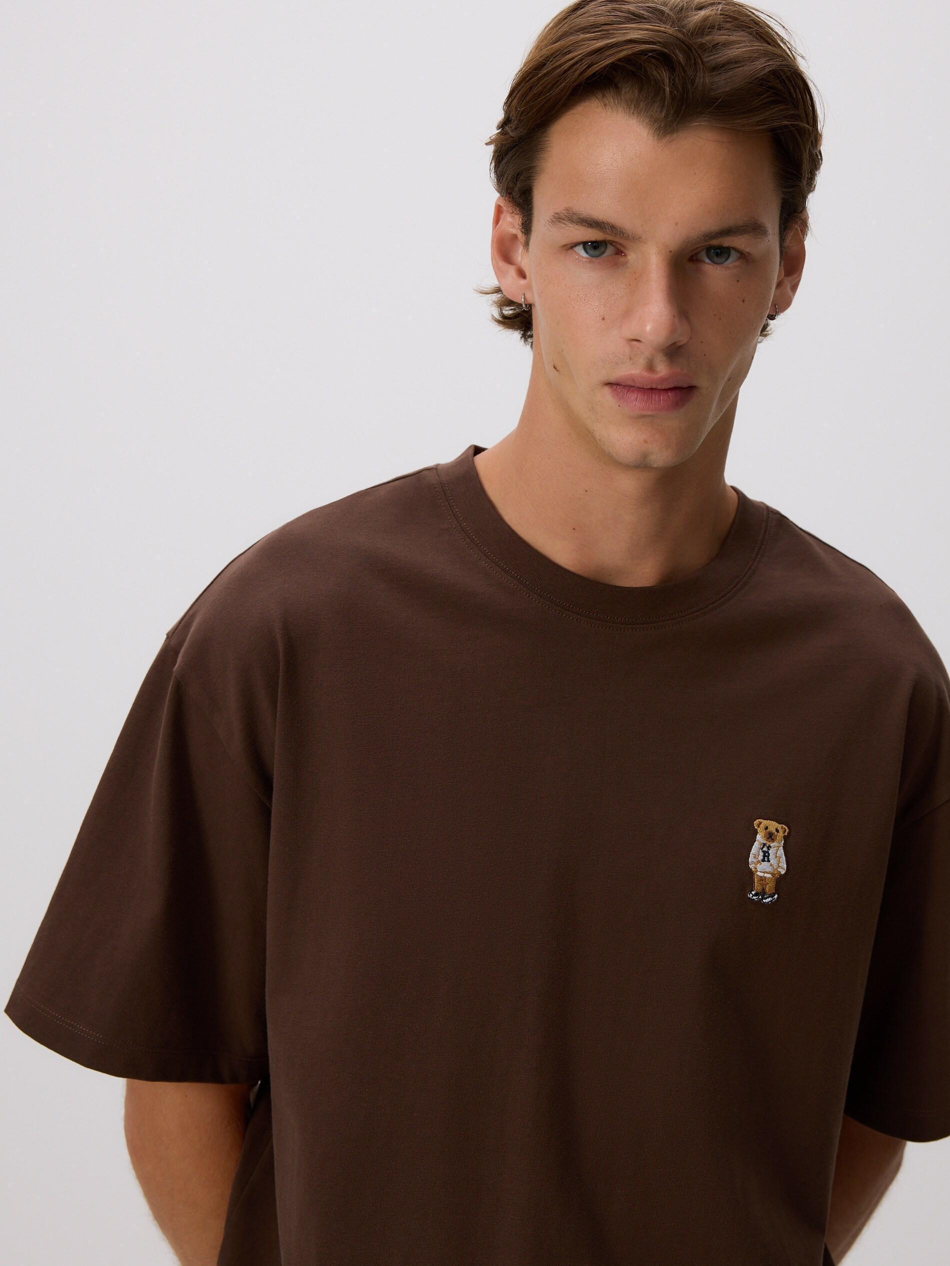 Brown Two Piece Pyjama Set With Embroidery, Brown, large image number 2