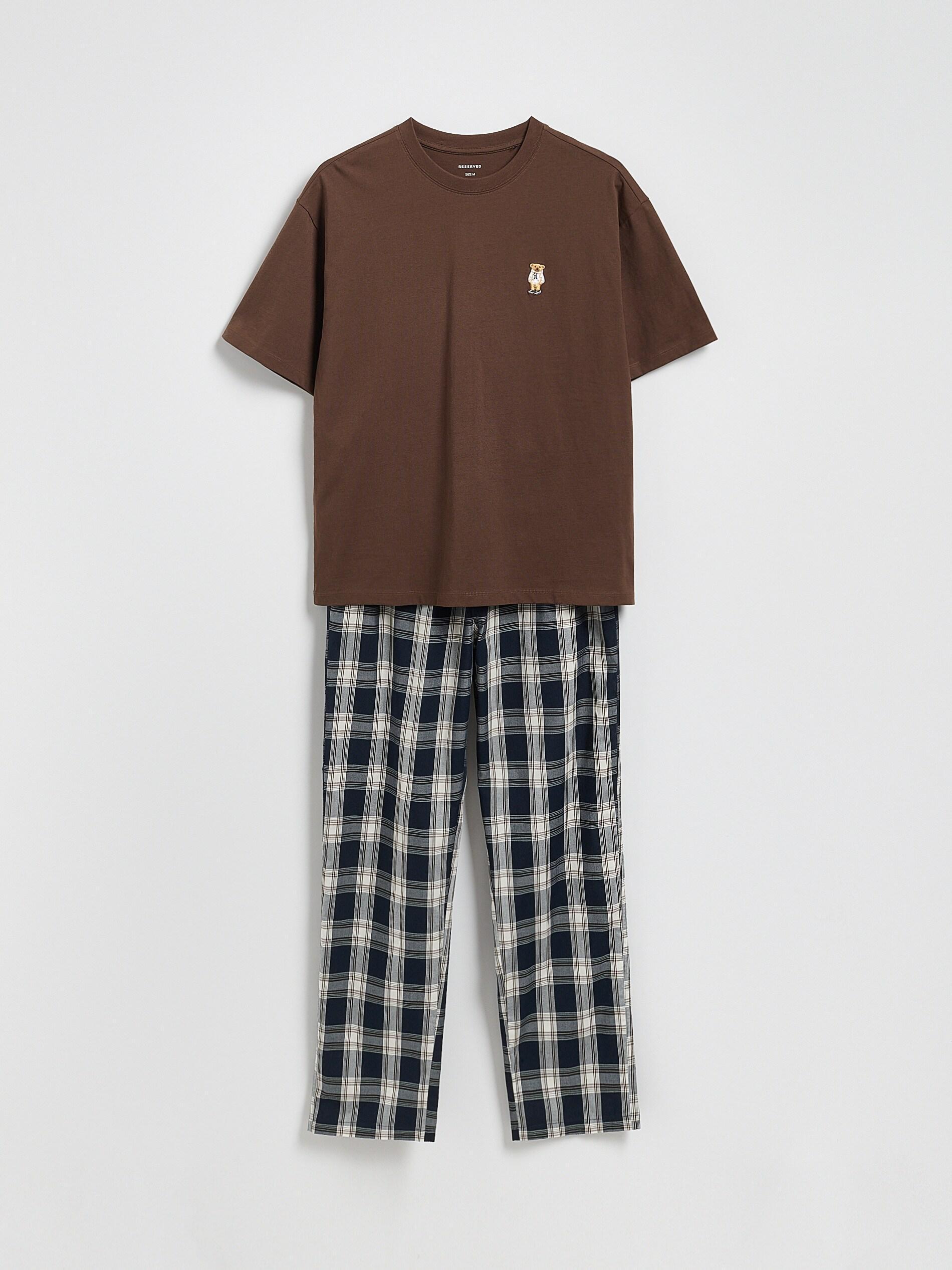 Brown Two Piece Pyjama Set With Embroidery, Brown, large image number 4