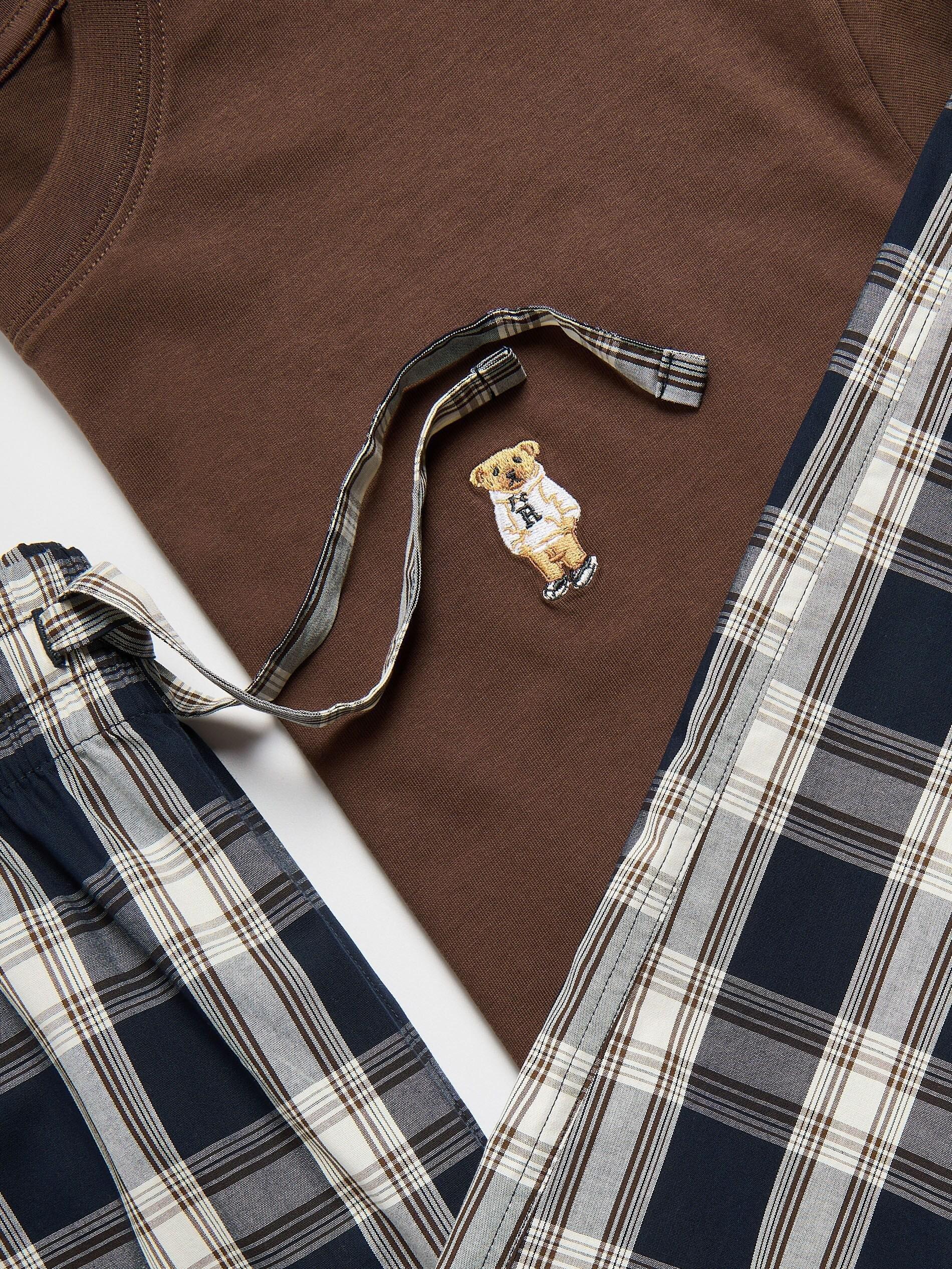 Brown Two Piece Pyjama Set With Embroidery, Brown, large image number 5