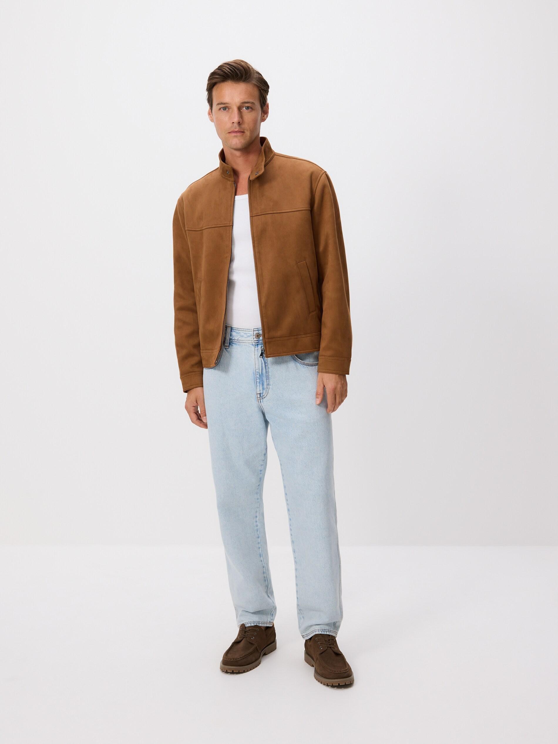 Brown Faux Suede Jacket, Brown, large image number 0
