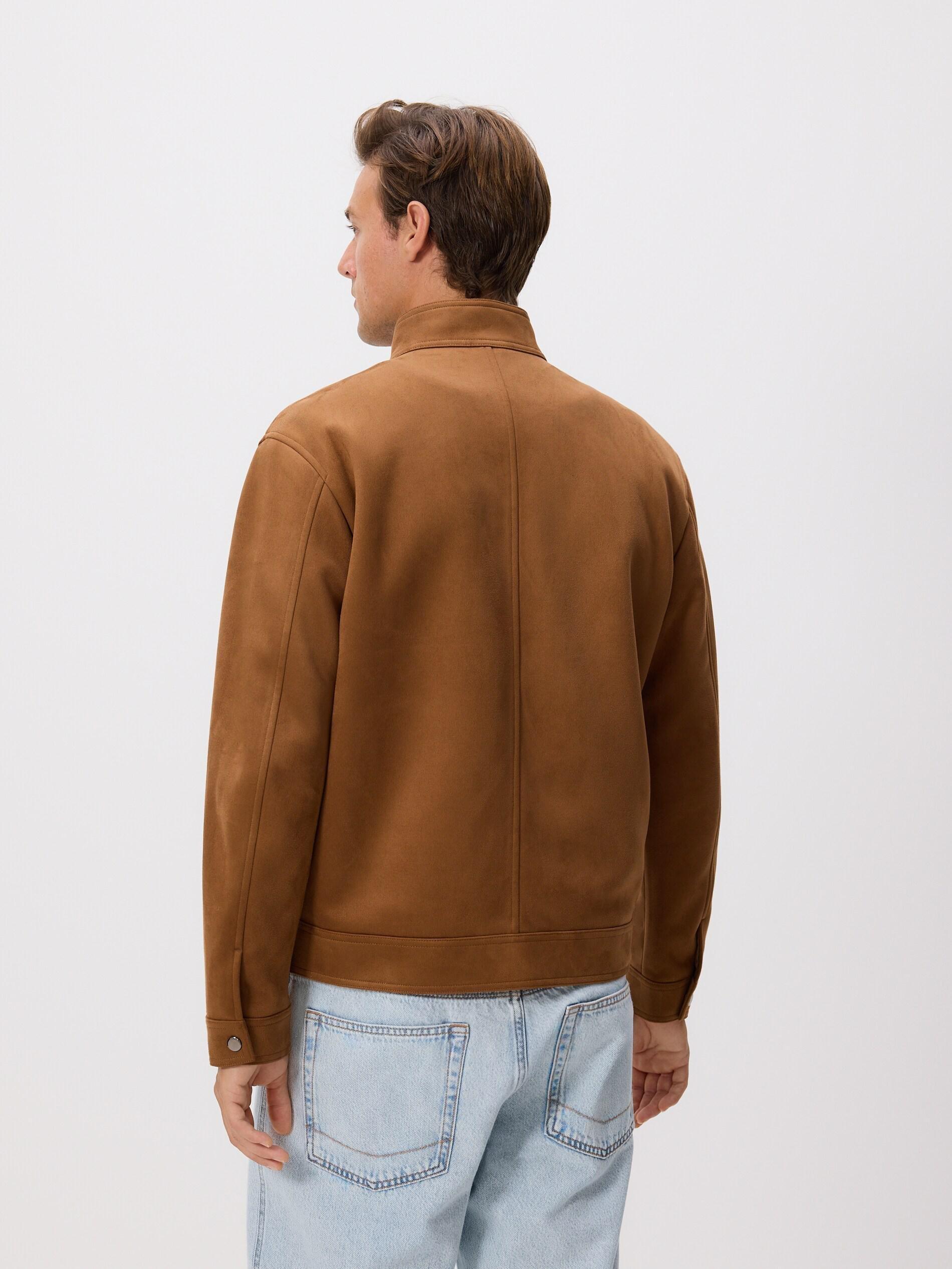 Brown Faux Suede Jacket, Brown, large image number 4