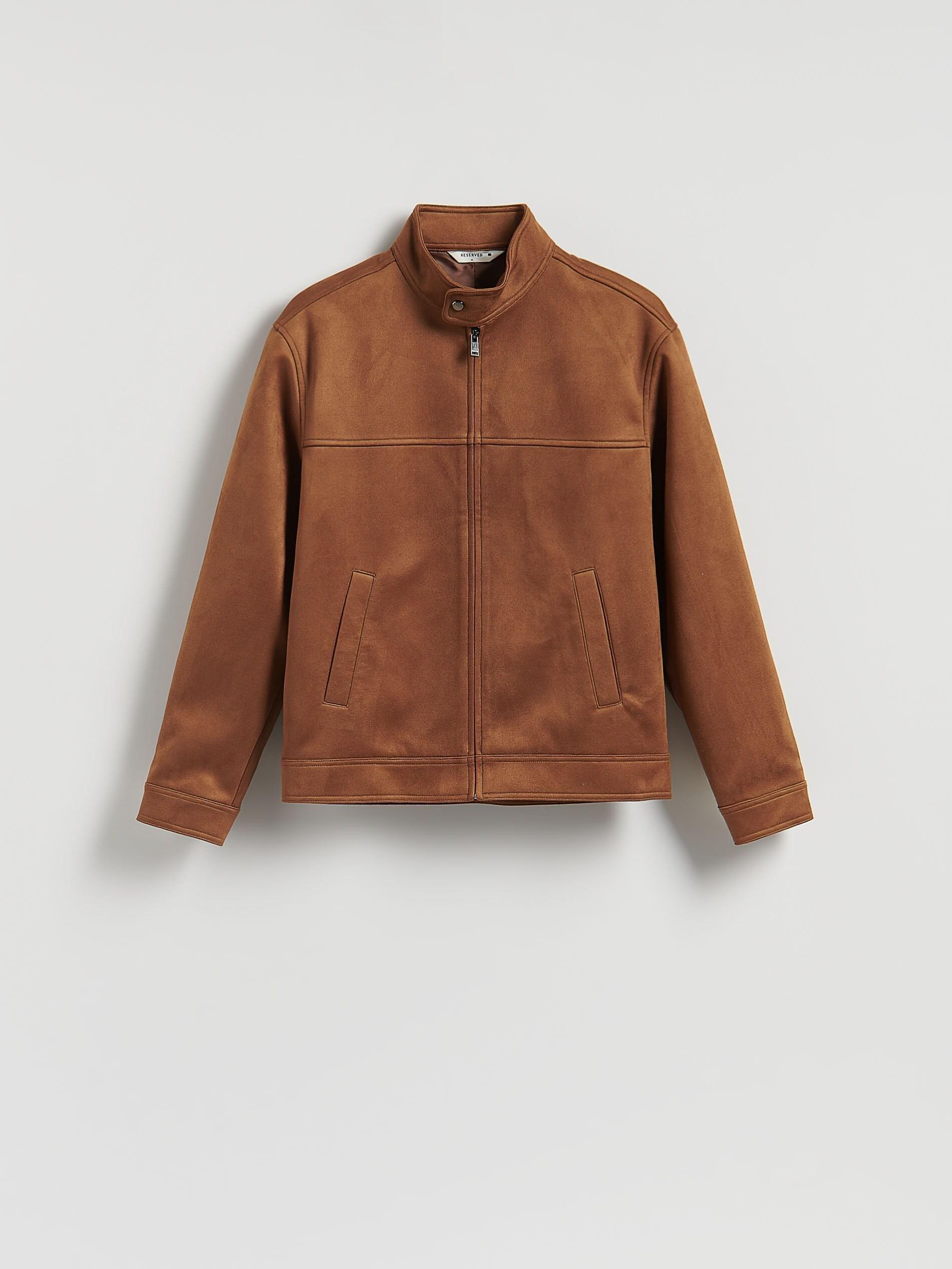 Brown Faux Suede Jacket, Brown, large image number 5